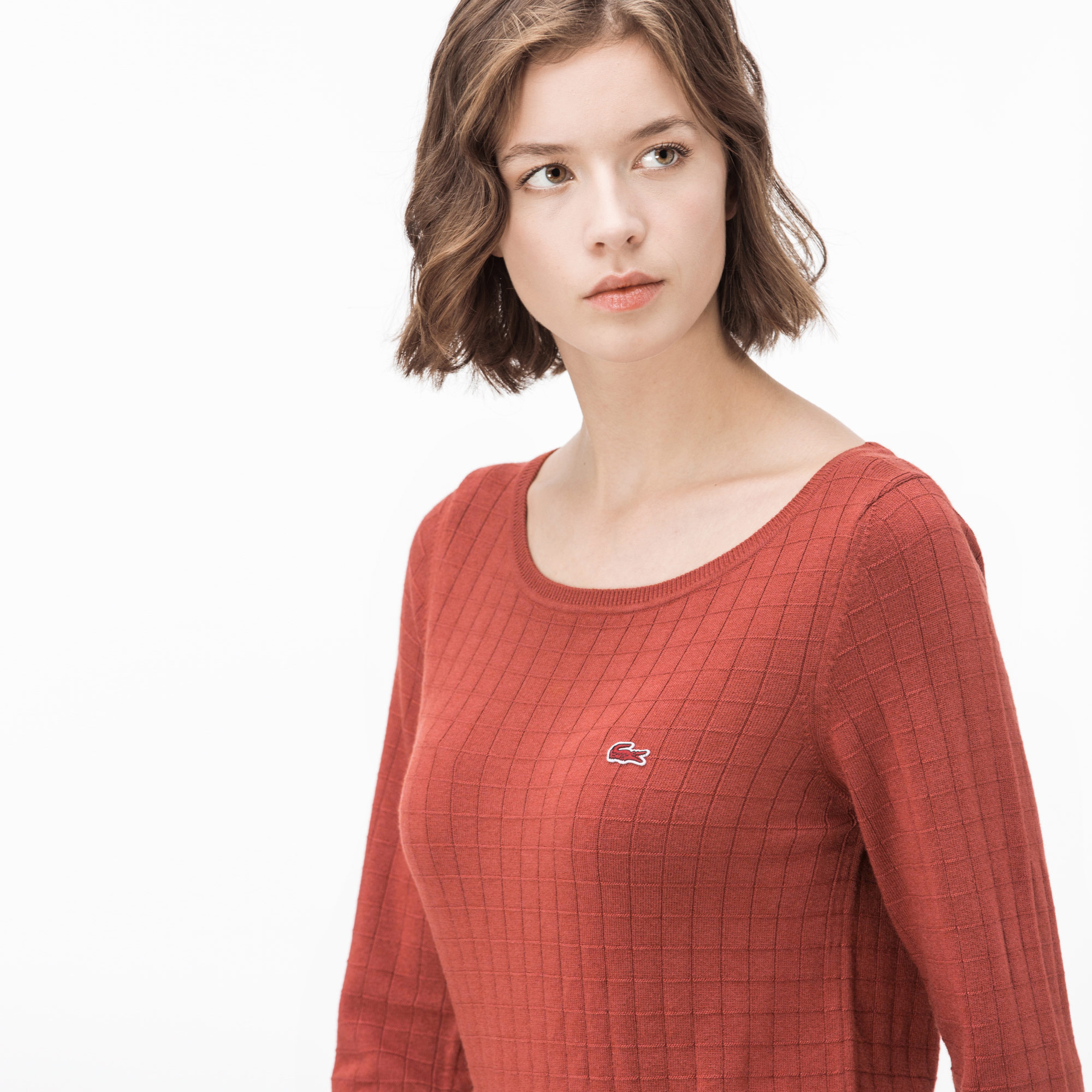 Lacoste Kadın Turuncu Yün Karışımlı Triko