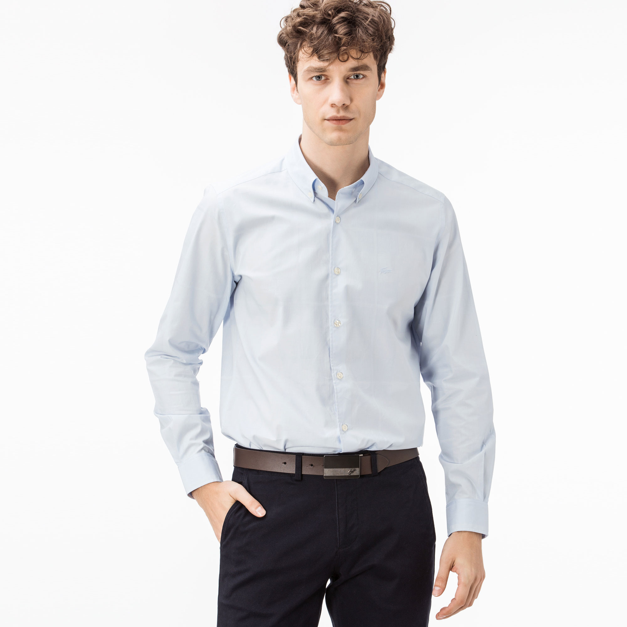 Lacoste Erkek Slim Fit Mavi Ekose Gömlek