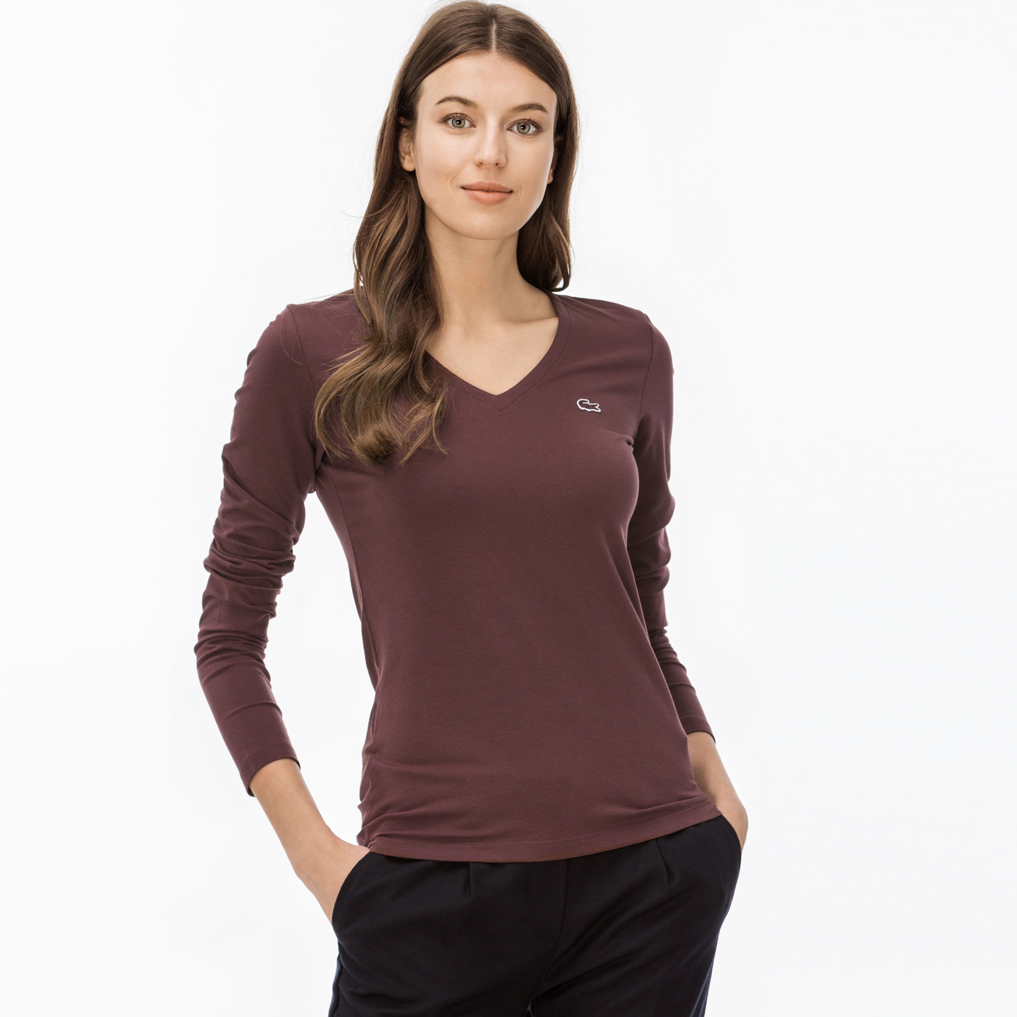 Lacoste Kadın Bordo T-Shirt