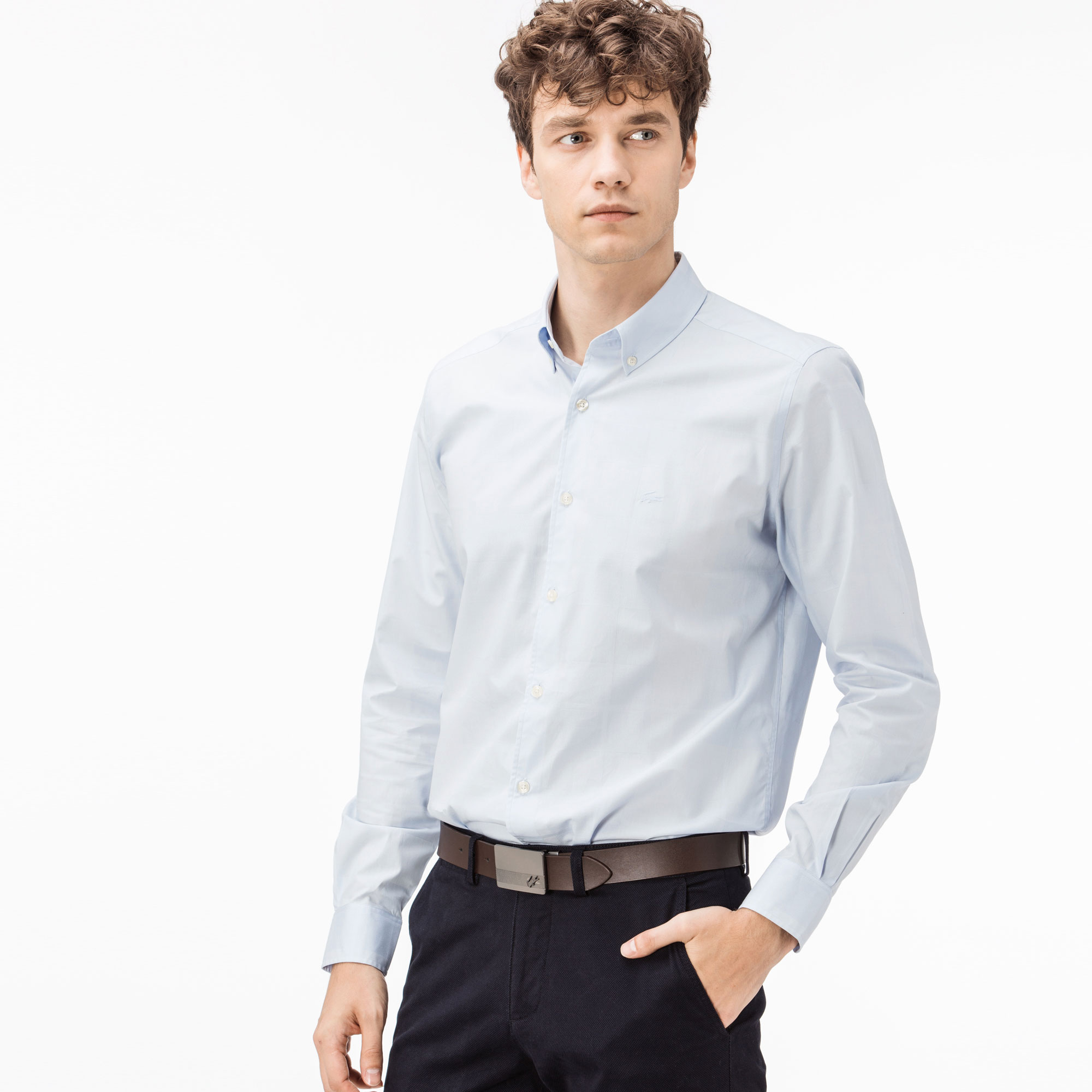 Lacoste Erkek Slim Fit Mavi Ekose Gömlek