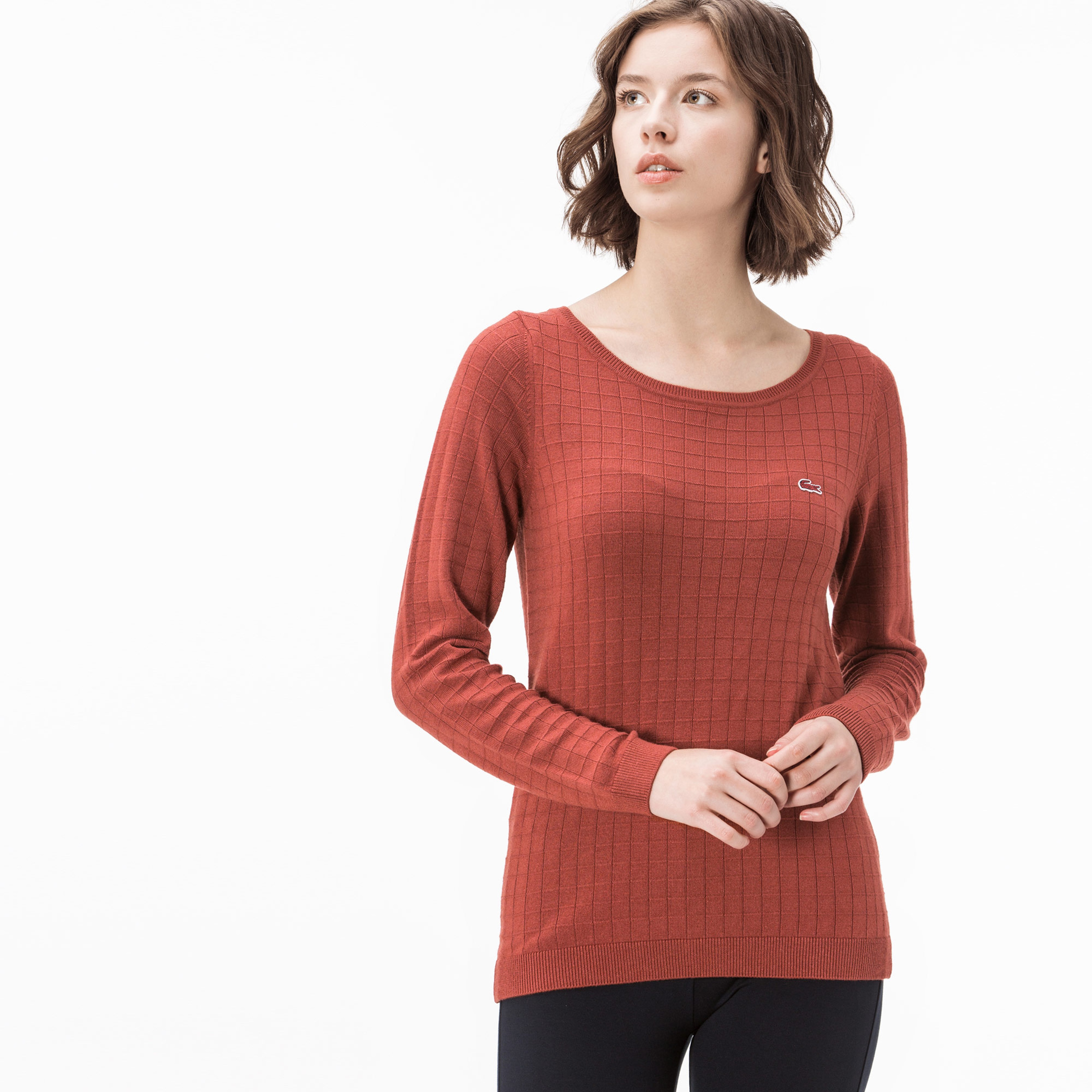 Lacoste Kadın Turuncu Yün Karışımlı Triko