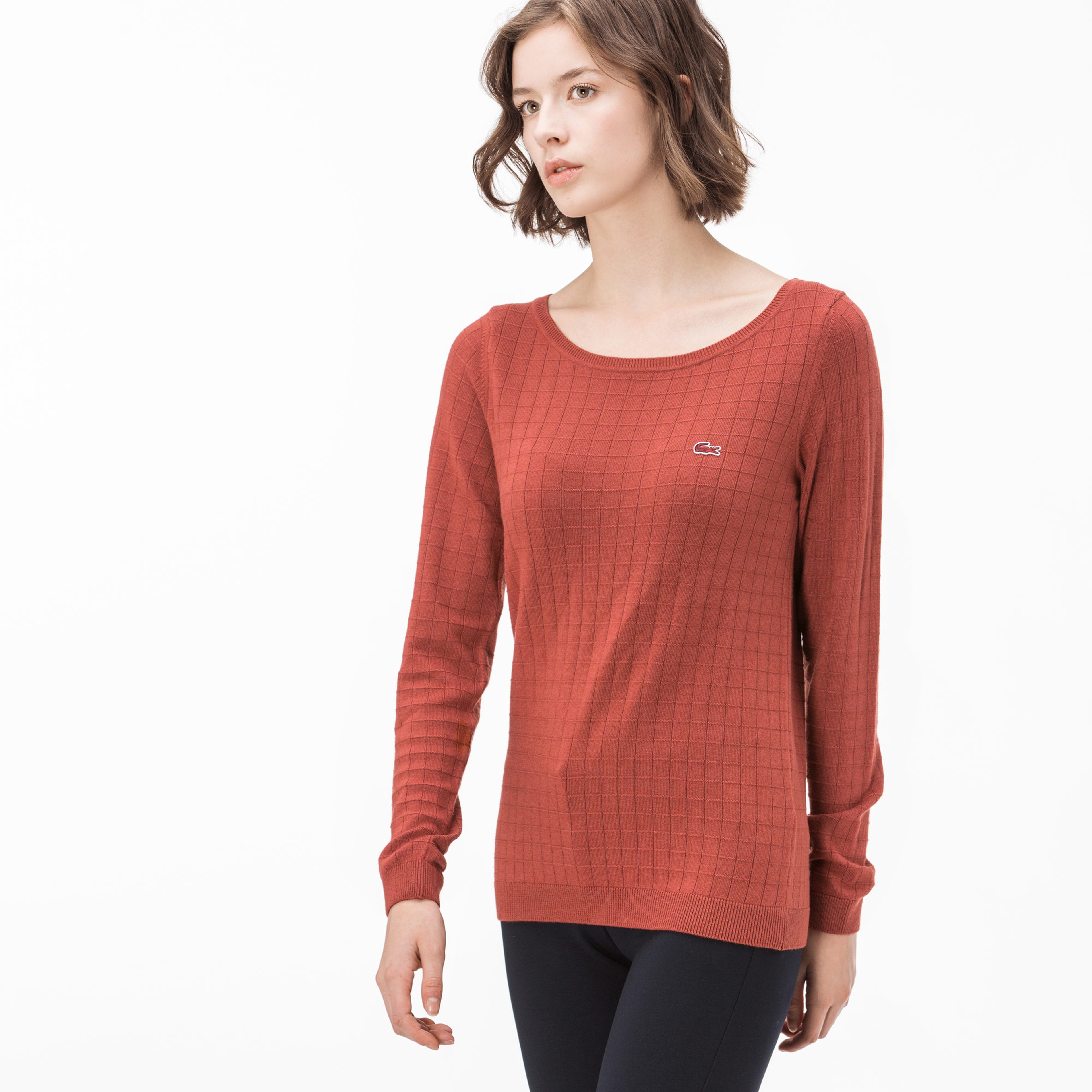 Lacoste Kadın Turuncu Yün Karışımlı Triko