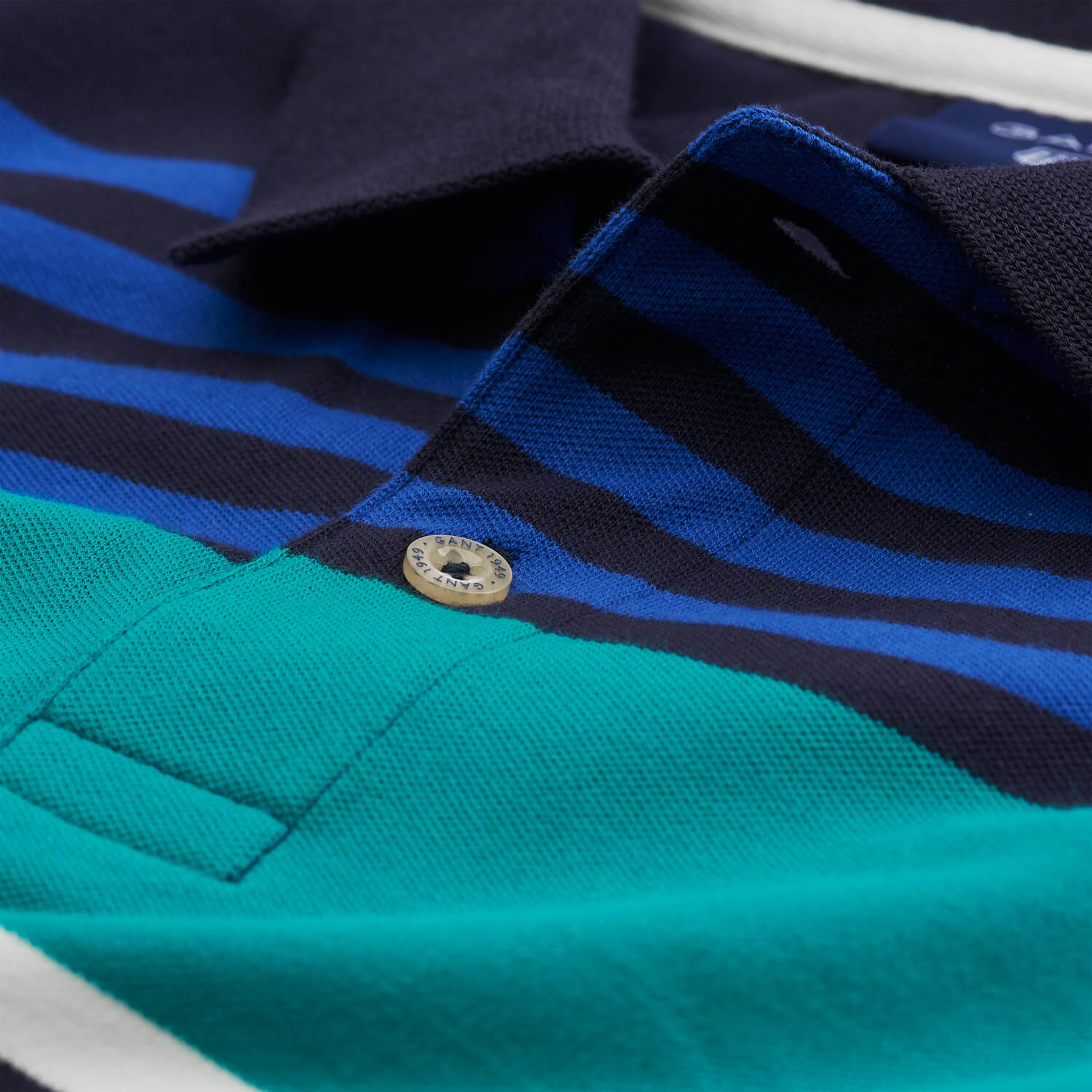 Gant Multi Stripe Pique Ss Rugger Erkek Lacivert Regular Fit Polo