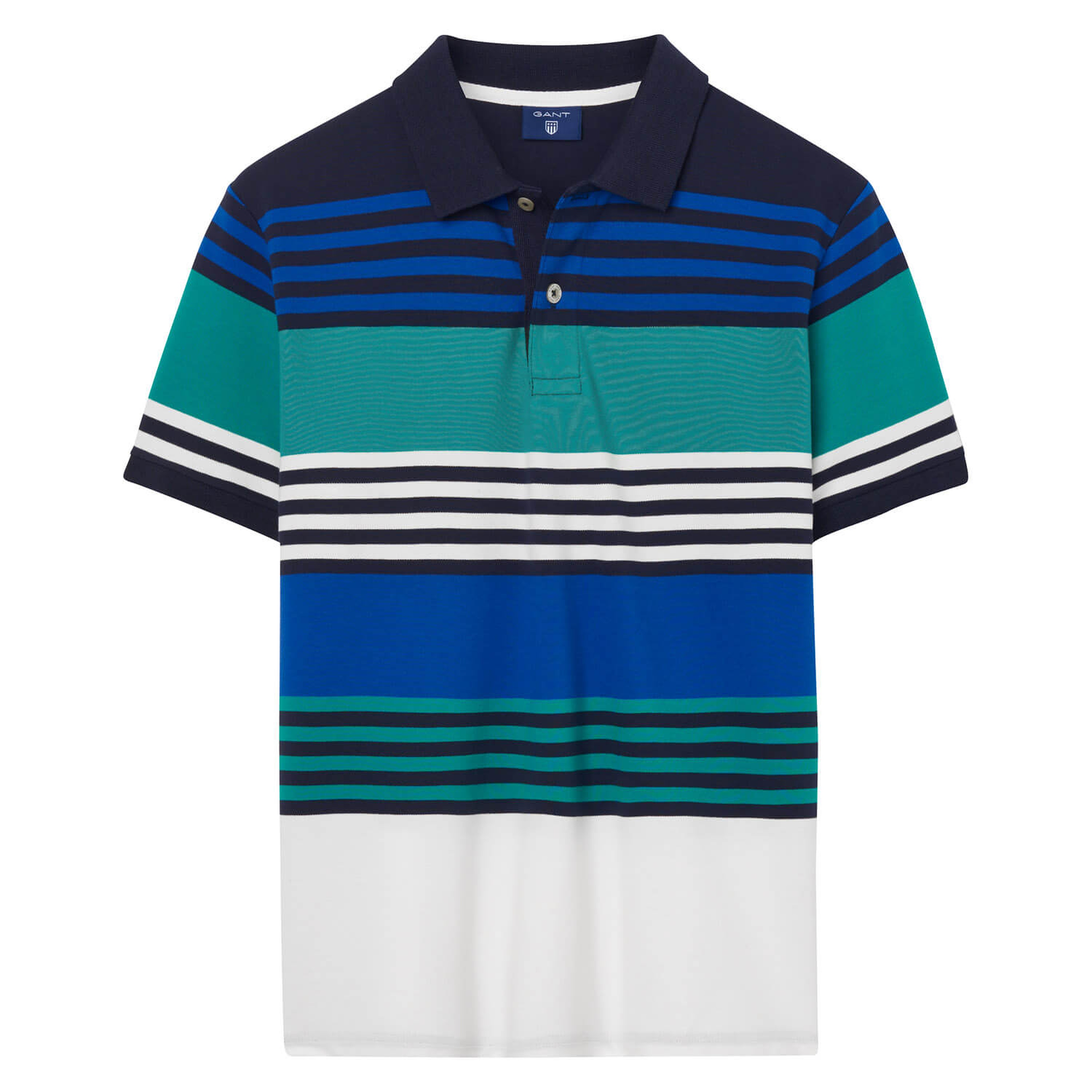 Gant Multi Stripe Pique Ss Rugger Erkek Lacivert Regular Fit Polo