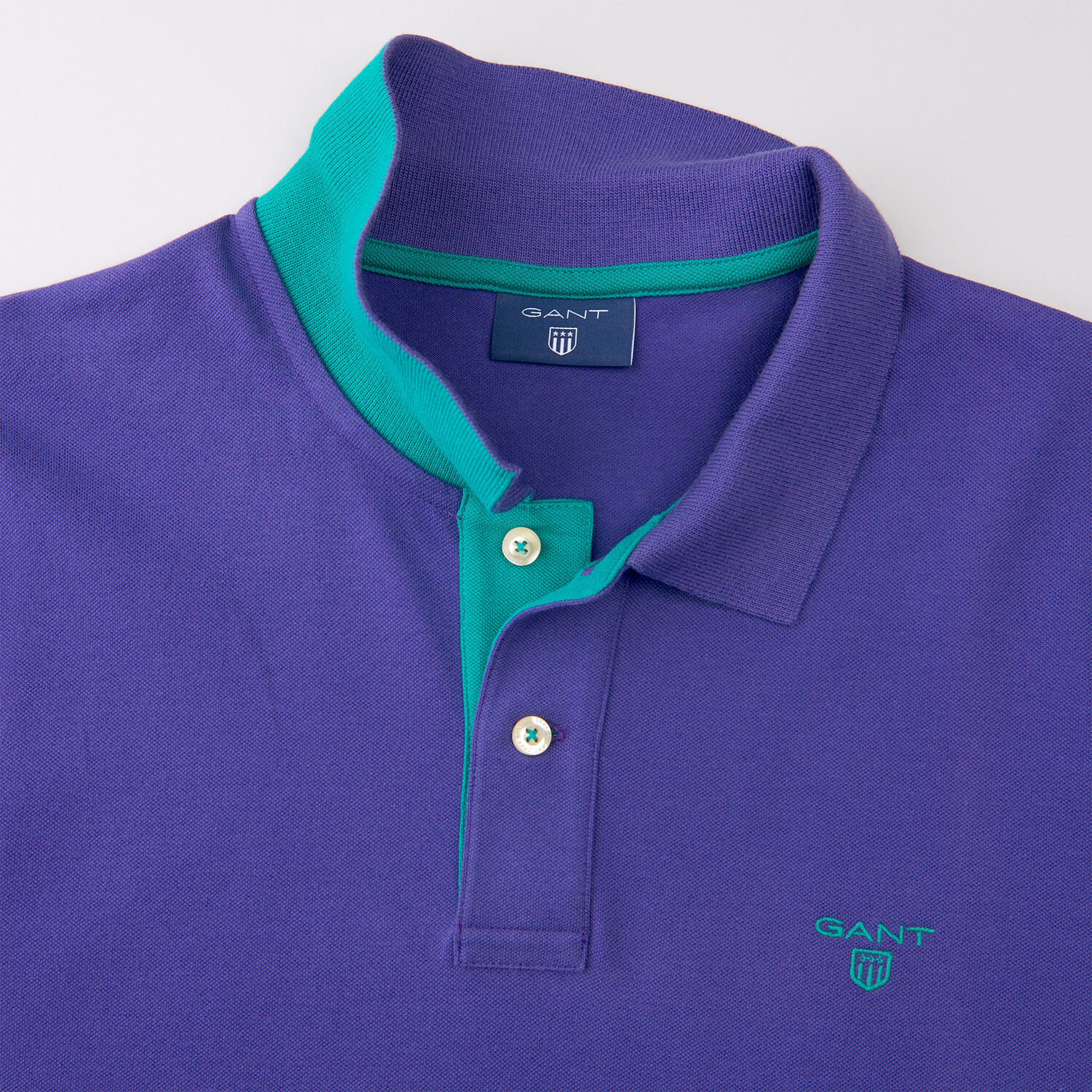 Gant Contrast Collar Piqué Rugger Erkek Mor Polo