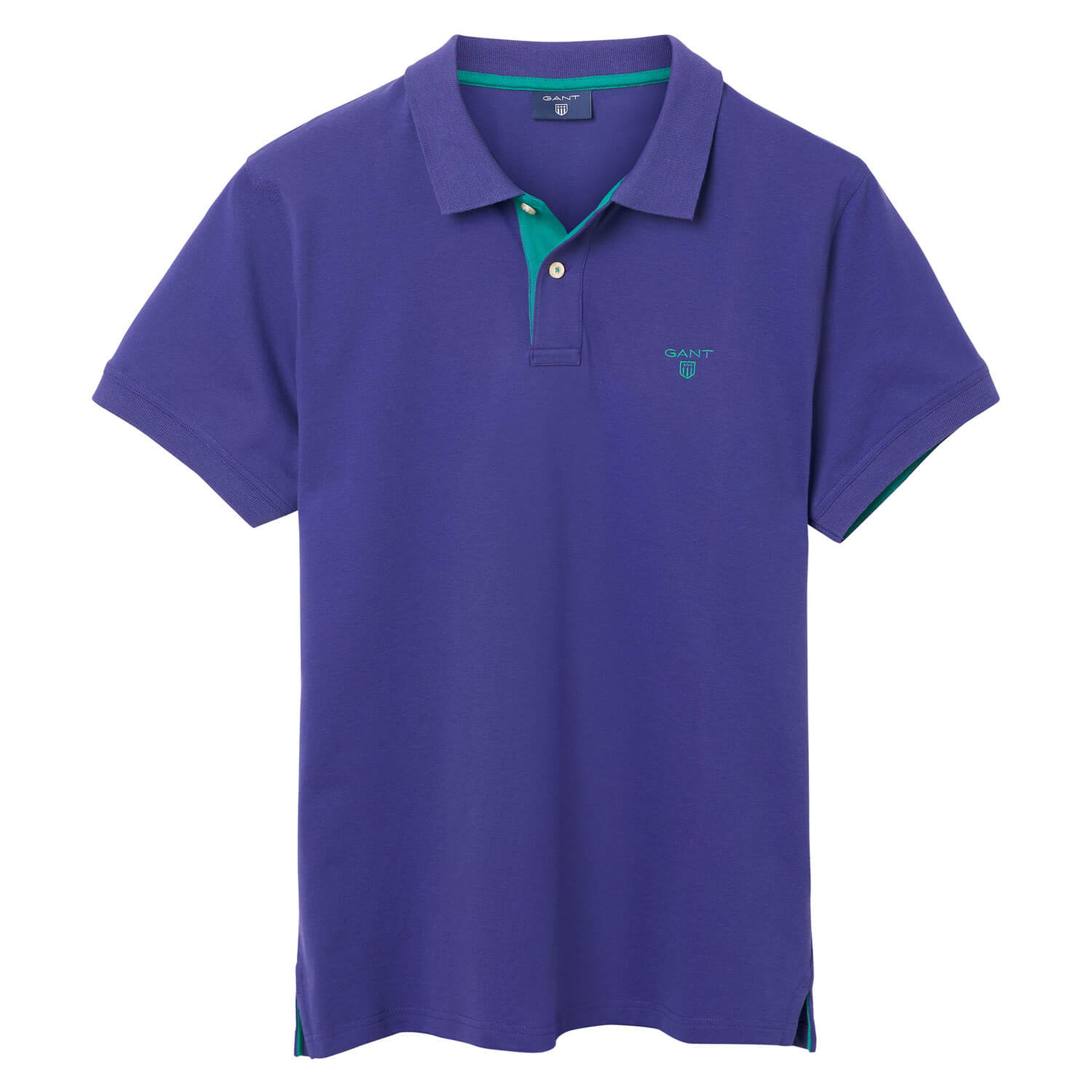 Gant Contrast Collar Piqué Rugger Erkek Mor Polo