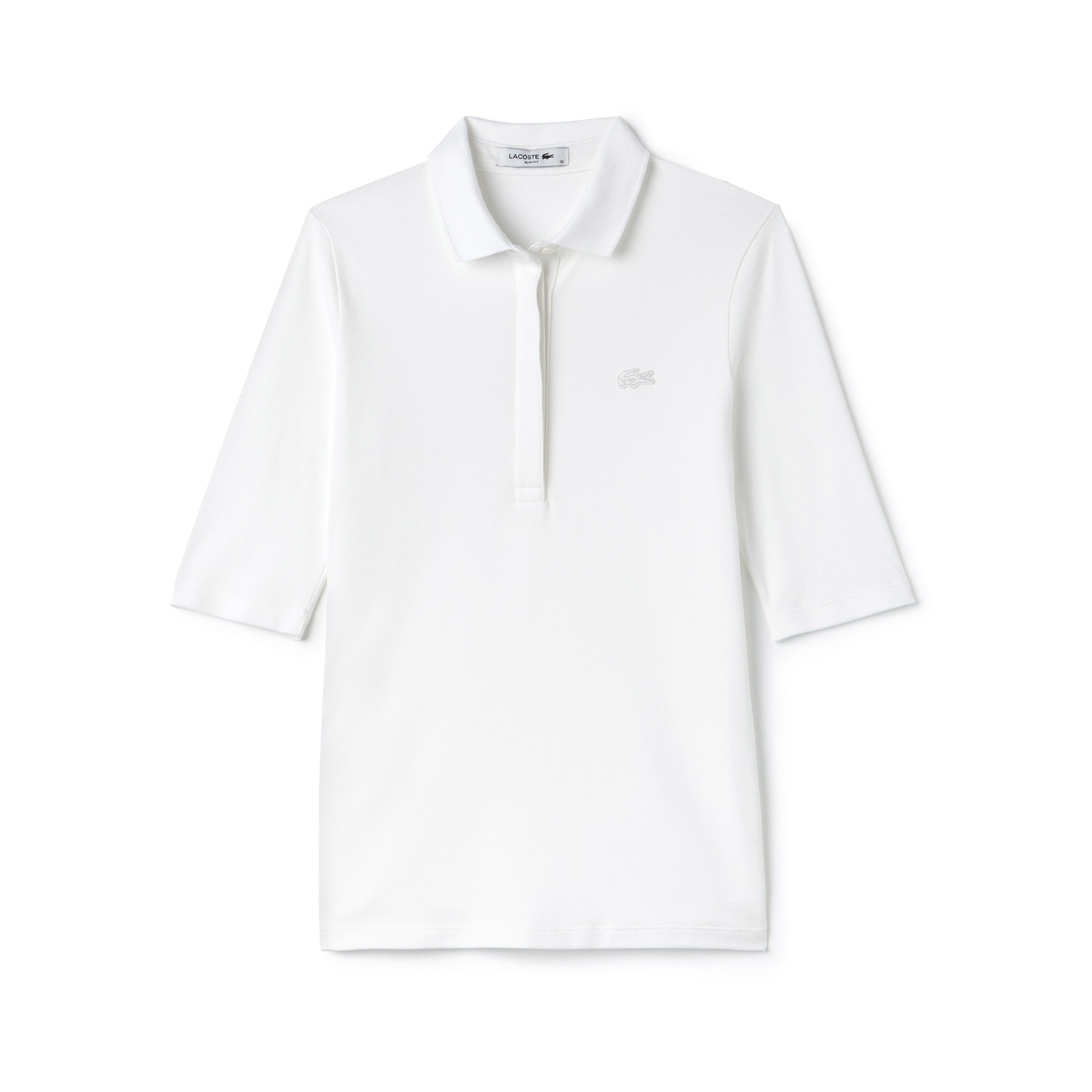Lacoste Kadın Slim Fit Truvakar Kollu Beyaz Polo