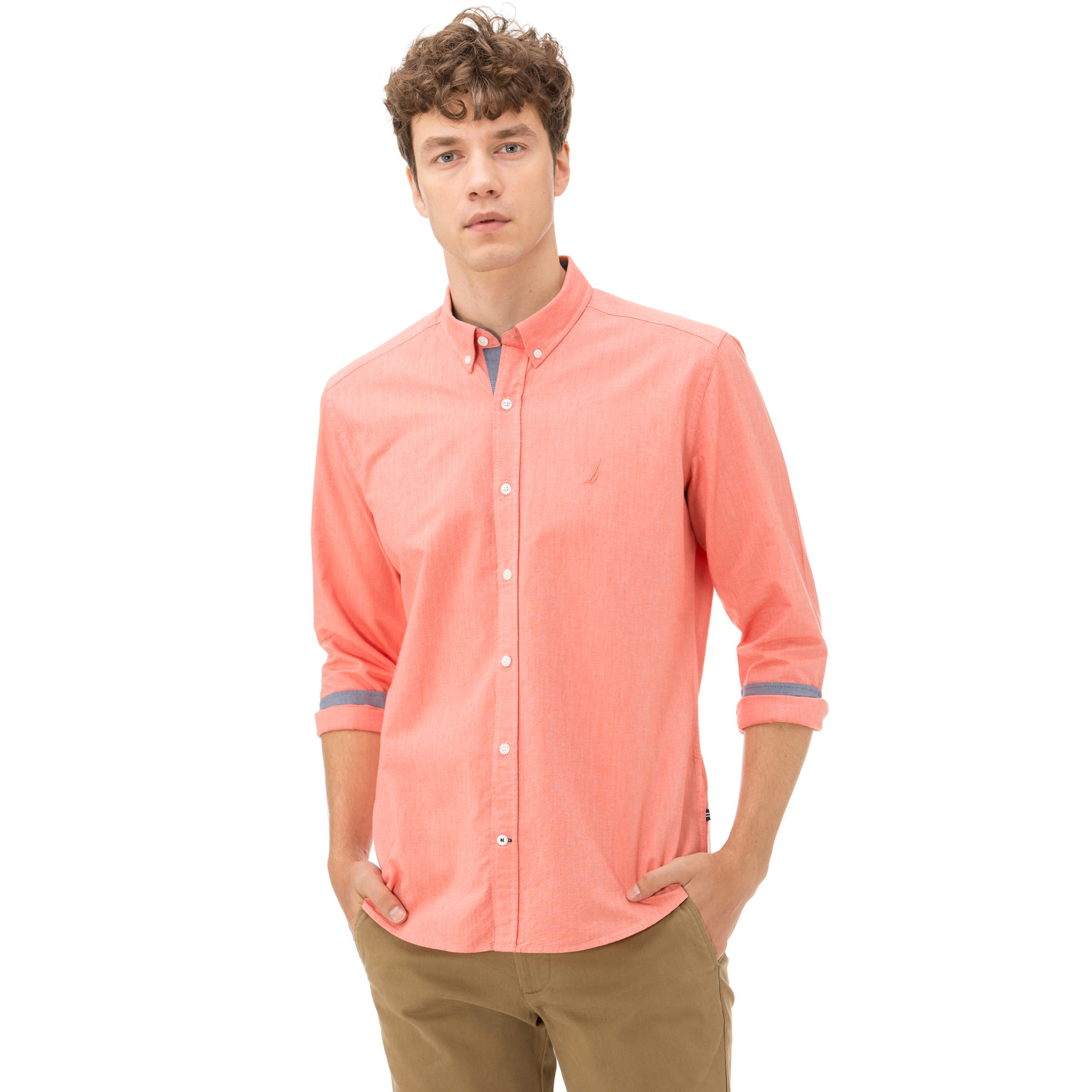 NAUTICA UZUN KOLLU PEMBE ERKEK GÖMLEK