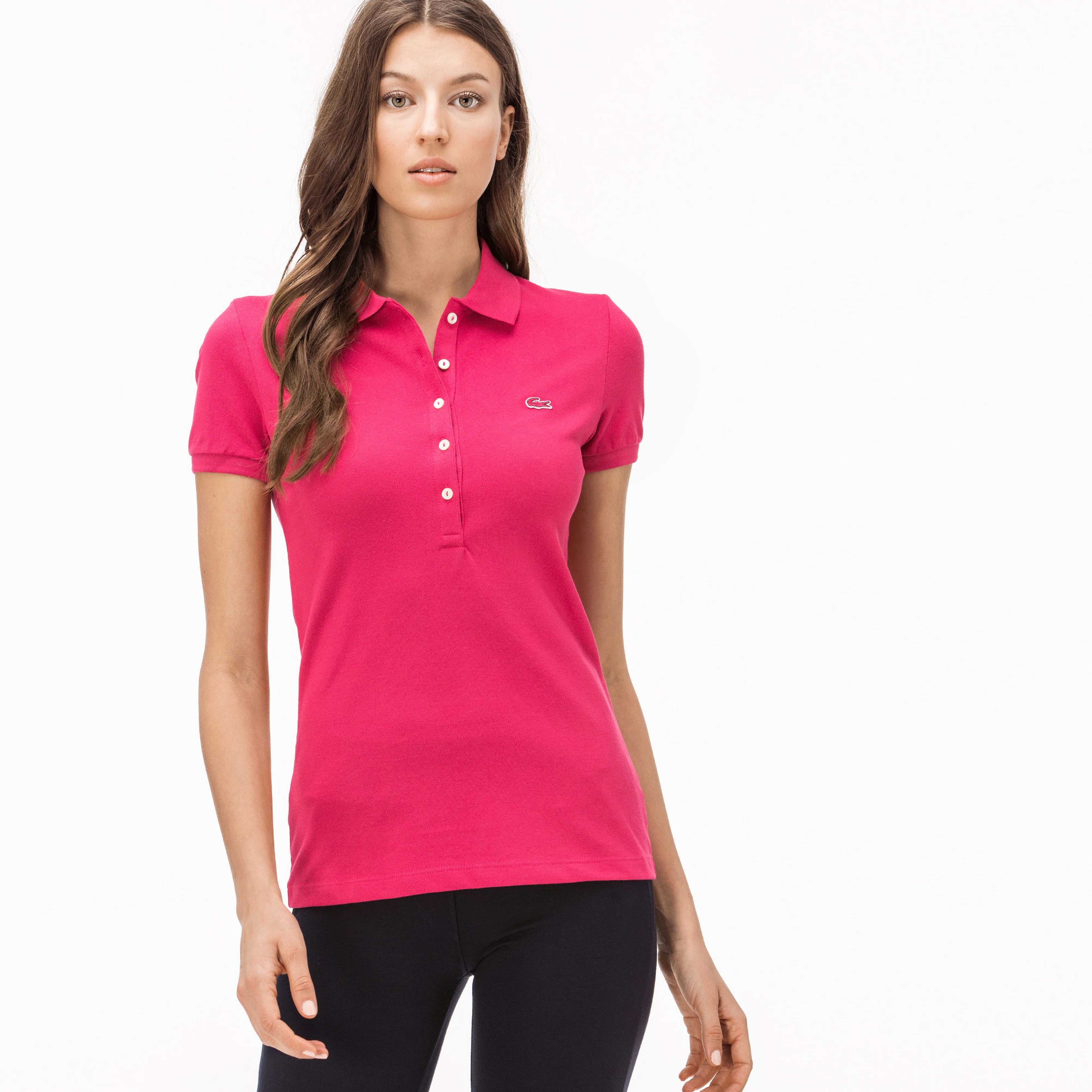 Lacoste Kadın Pembe Slim Fit Polo