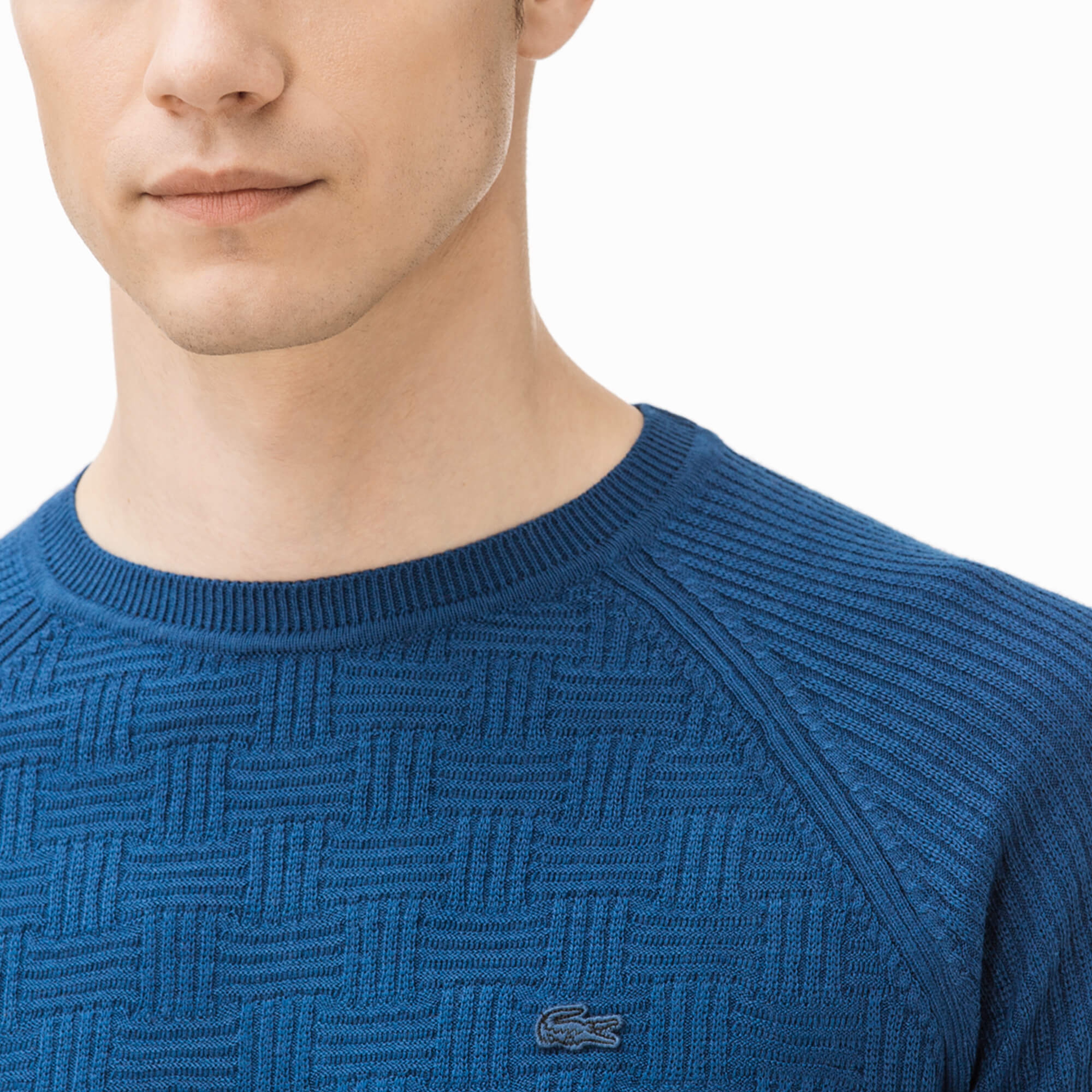 Lacoste Erkek Mavi Bisiklet Yaka Triko Kazak