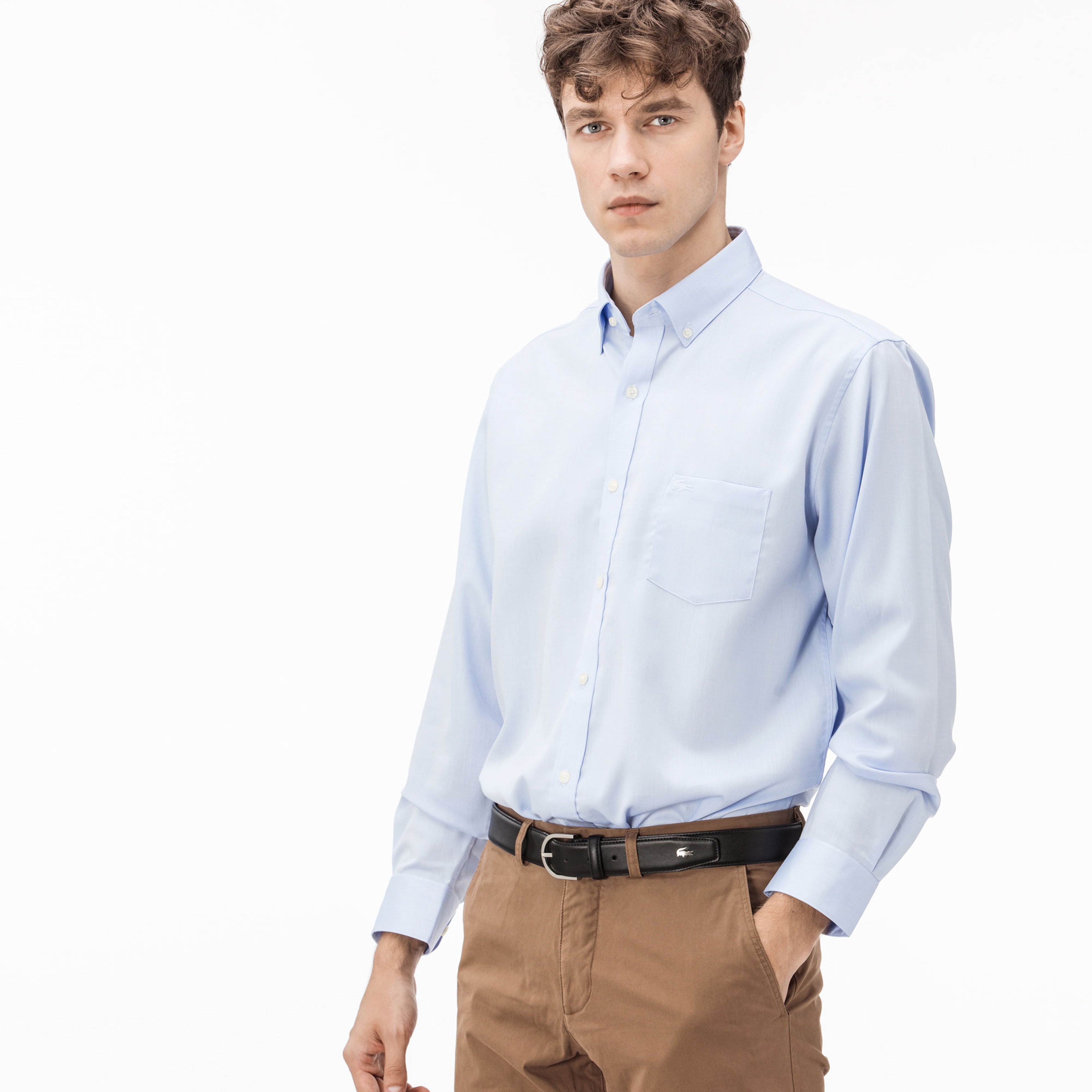 Lacoste Erkek Mavi Regular Fit Uzun Kollu Gömlek