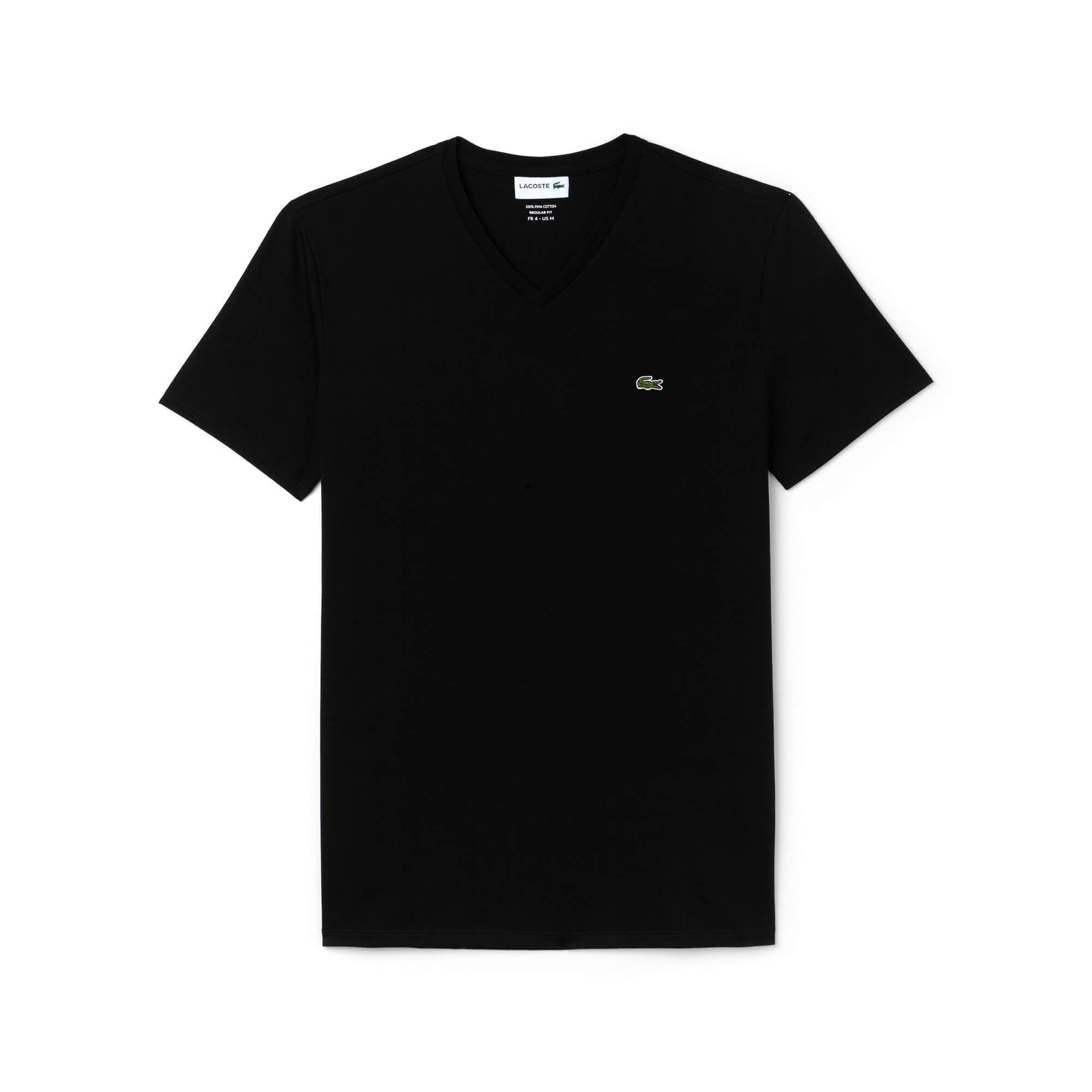 Erkek Regular Fit V yaka Siyah T-Shirt