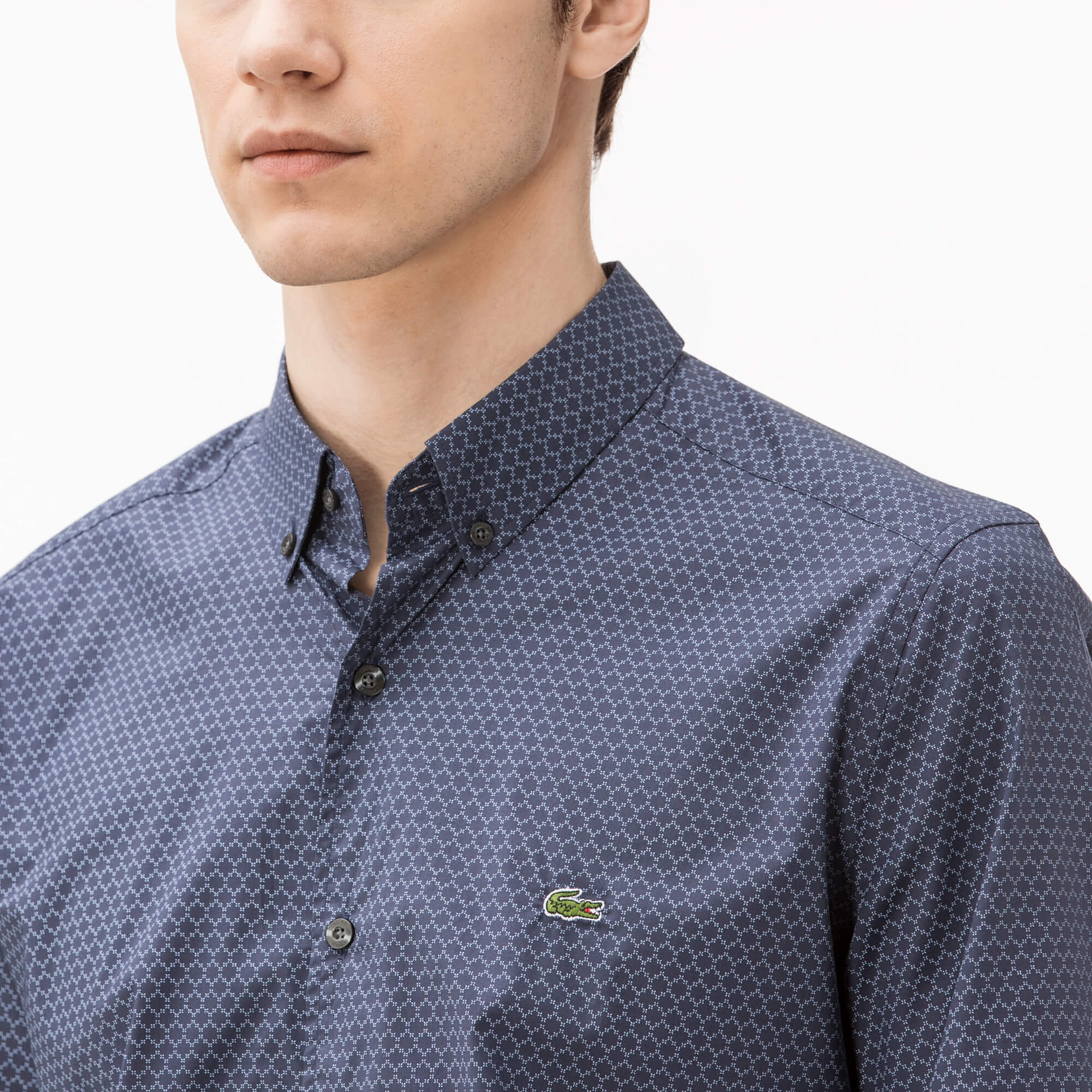 Lacoste Erkek Lacivert Slim Fit Uzun Kollu Gömlek