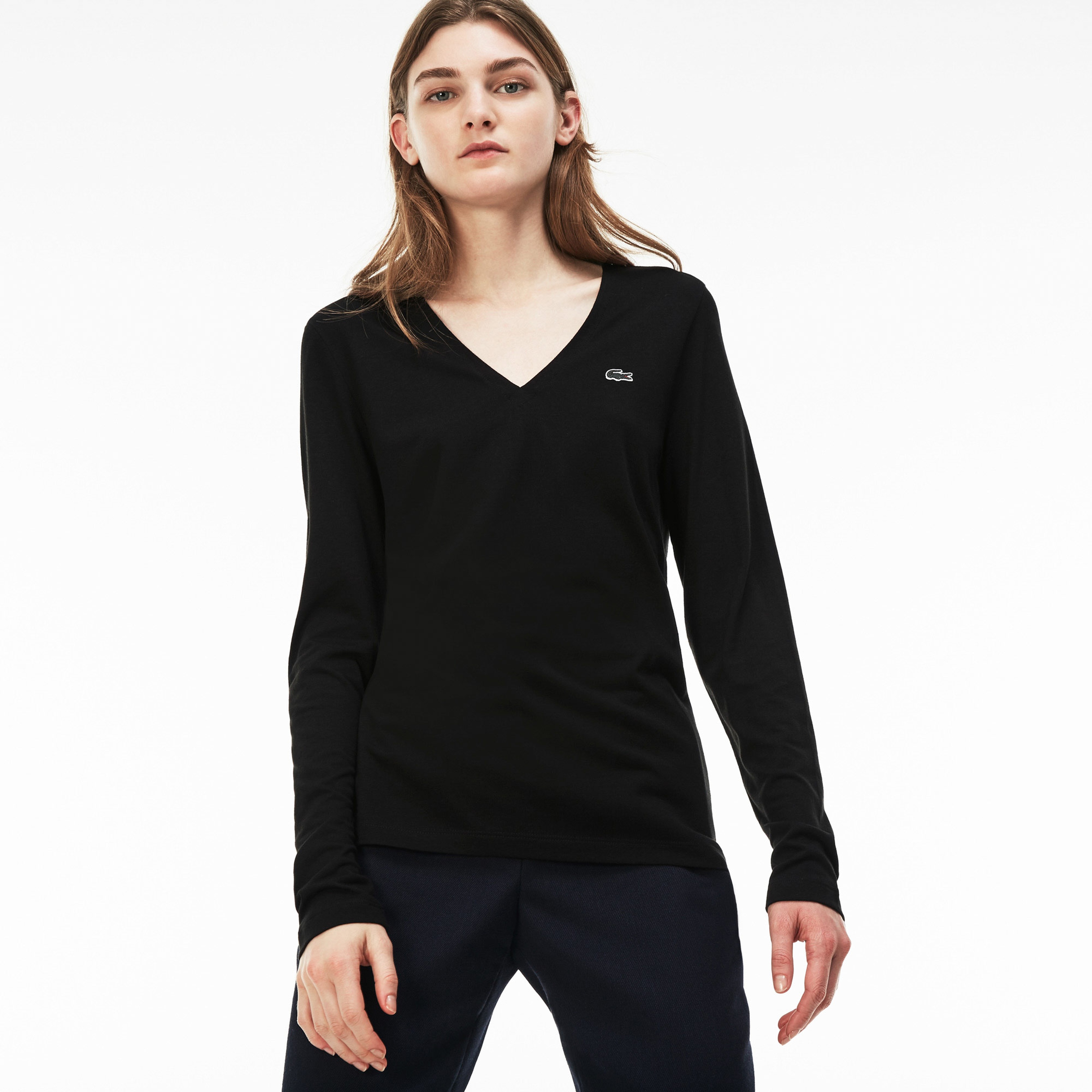 Lacoste Kadın Siyah Uzun Kollu T-Shirt