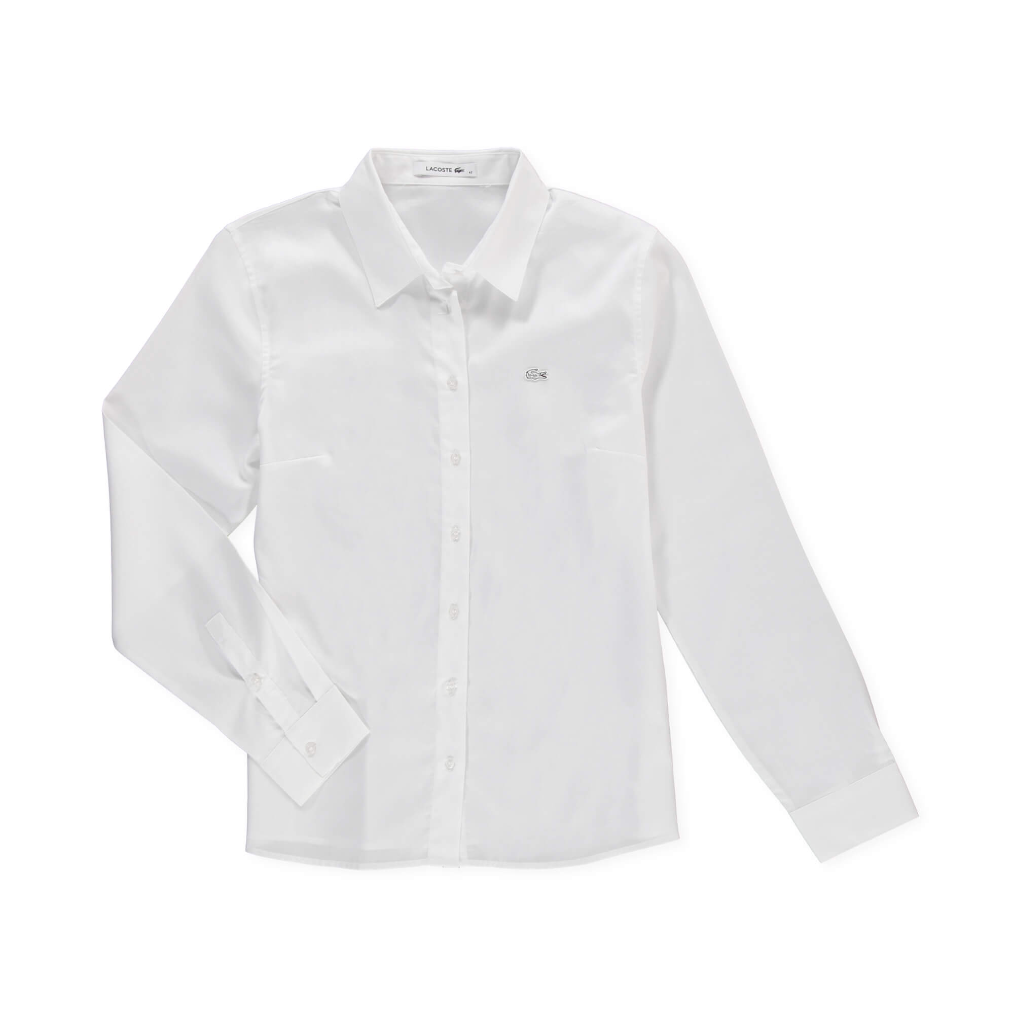 Lacoste Kadın Beyaz Regular Fit Uzun Kollu Gömlek