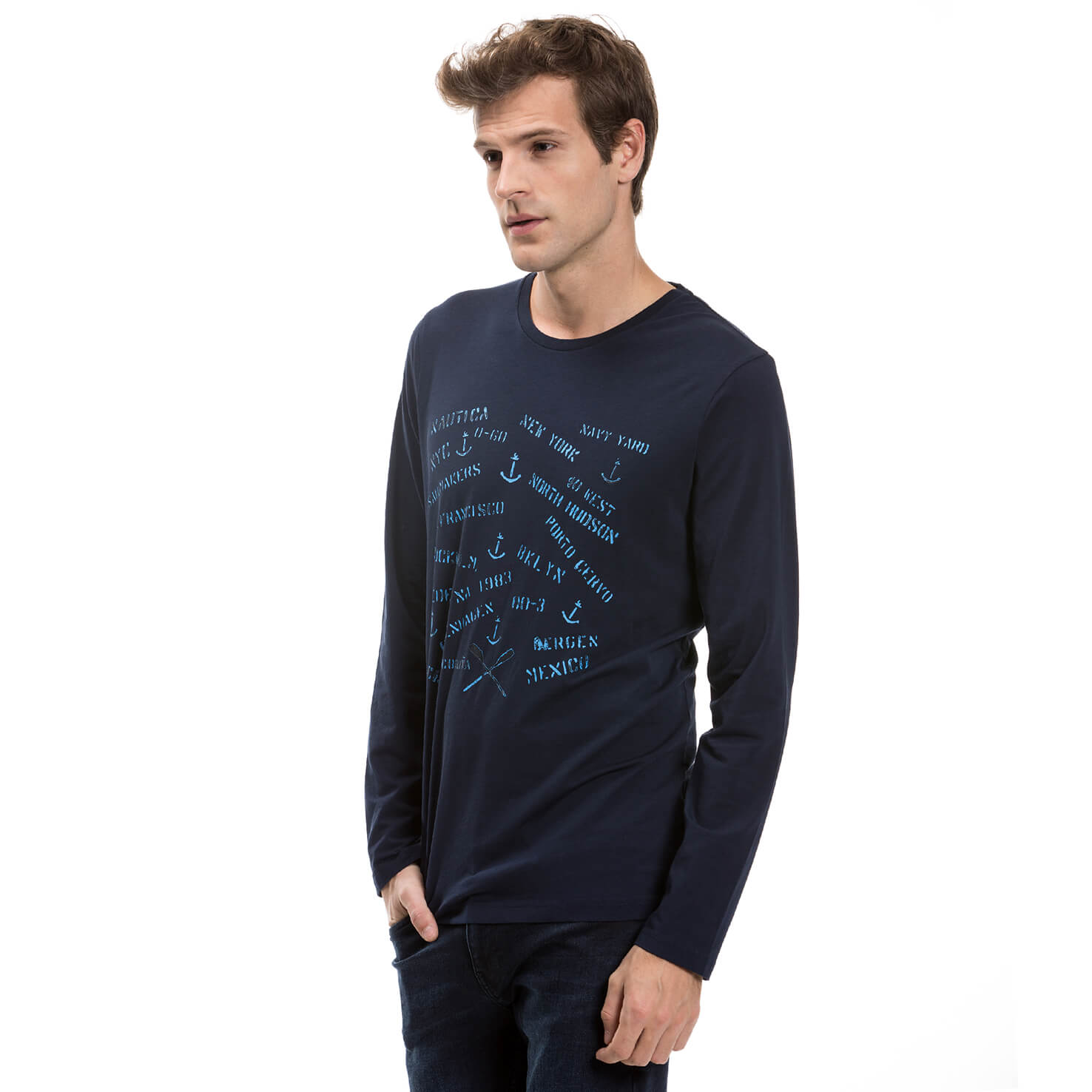 Nautica Erkek Lacivert Uzun Kollu T-Shirt