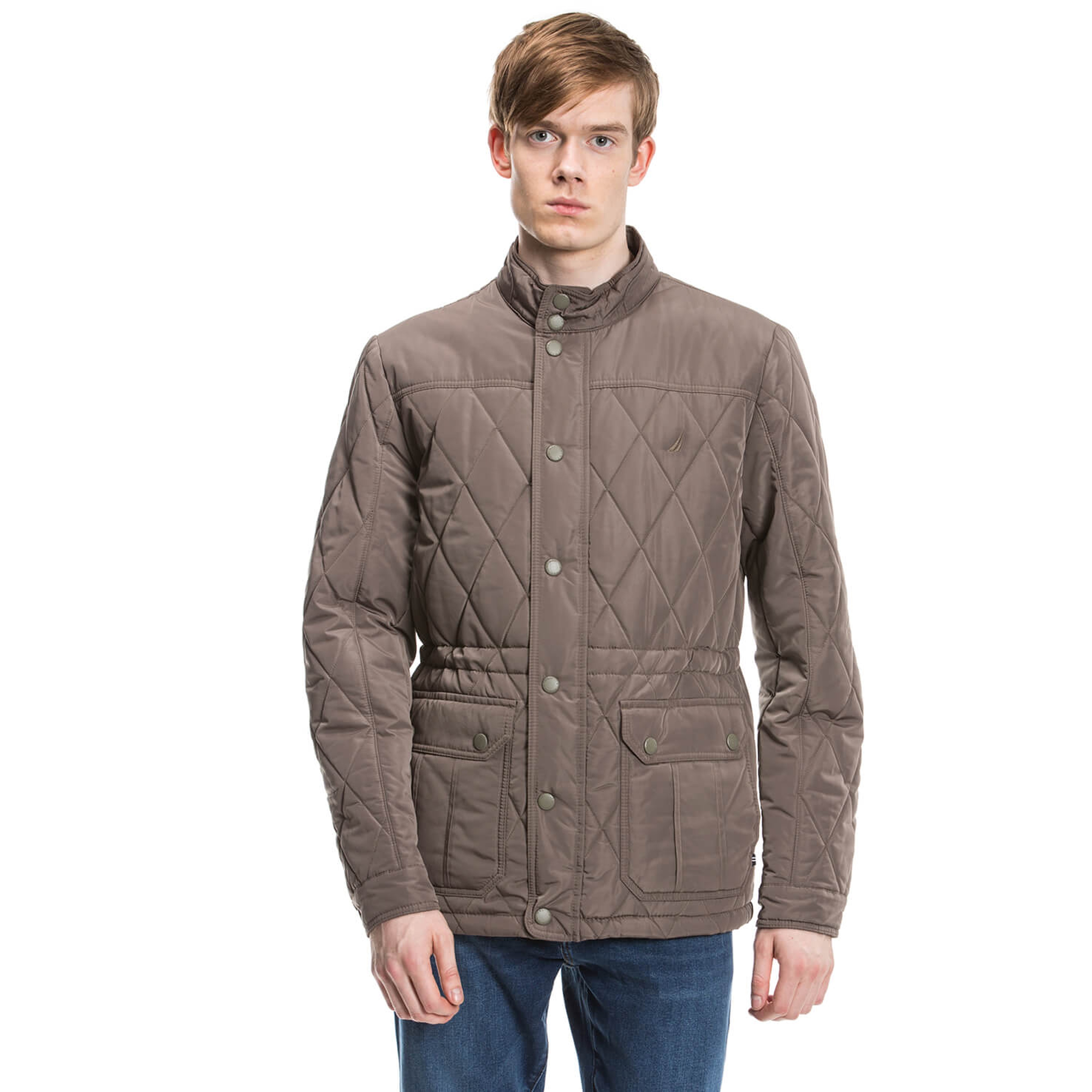 Nautica Kahverengi Kapitone Dik Yaka Erkek Mont