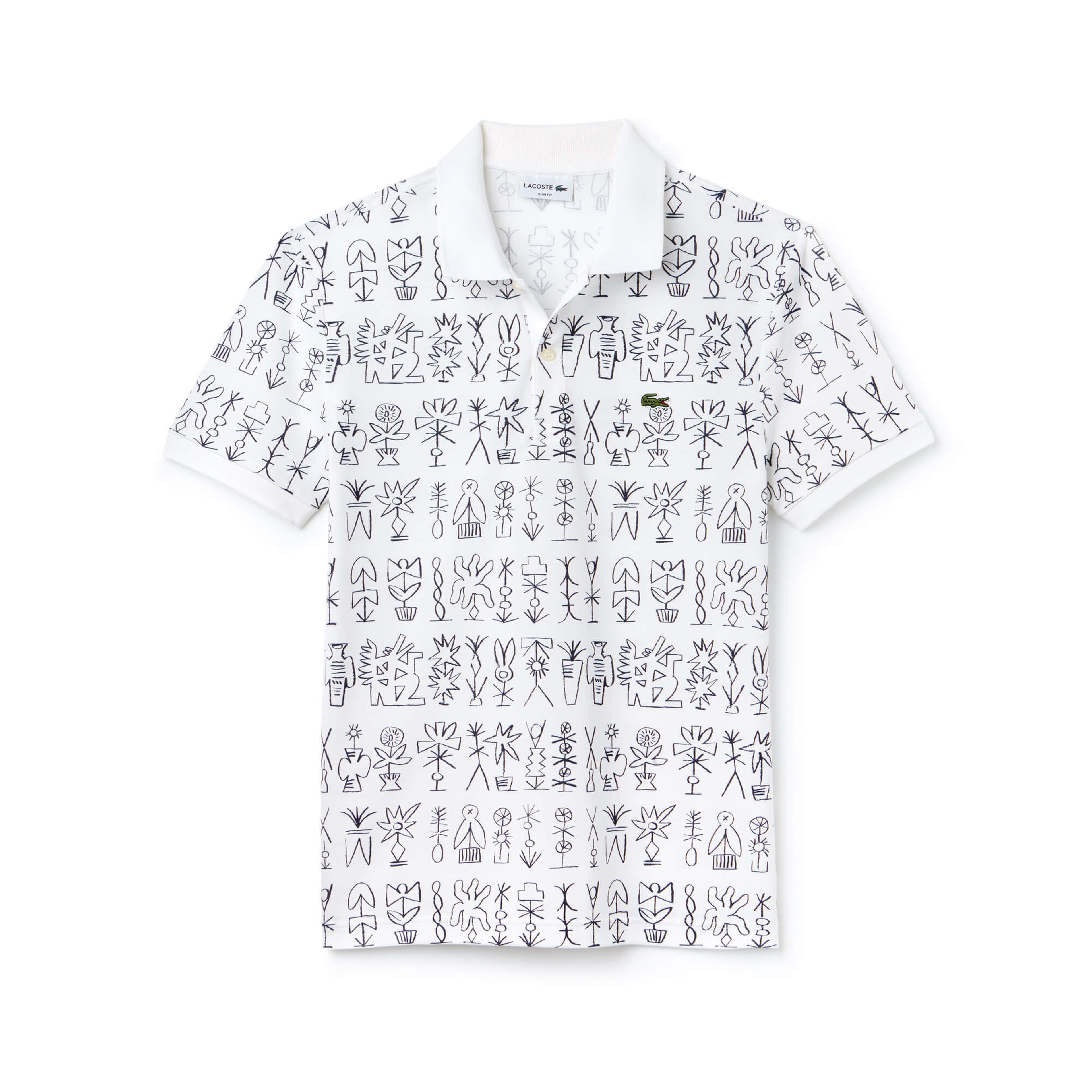 Lacoste Erkek Beyaz Desenli Polo