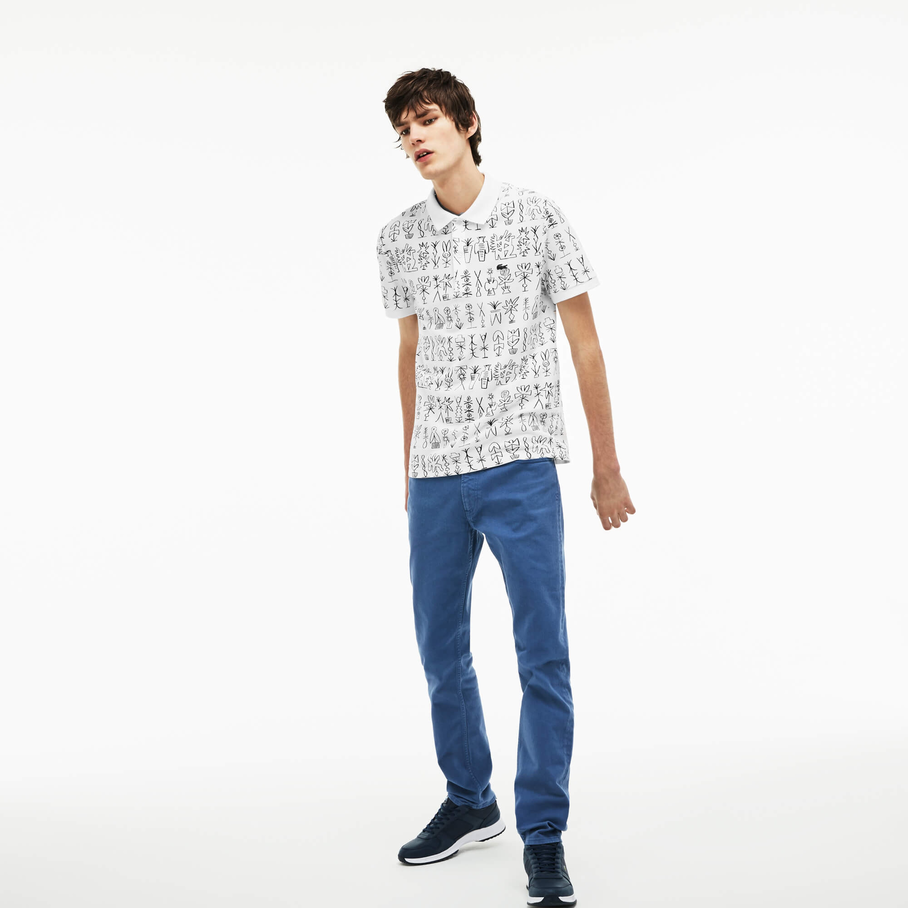 Lacoste Erkek Beyaz Desenli Polo