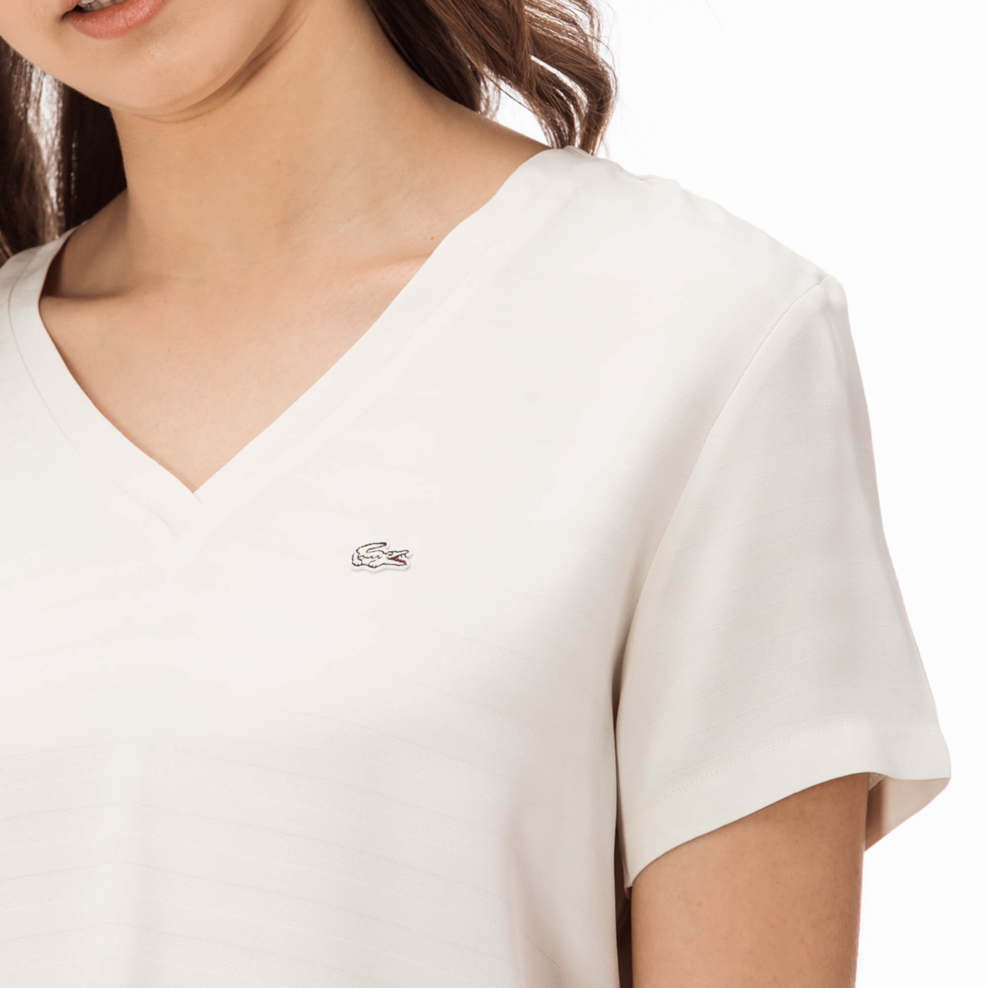 Lacoste Kadın Kısa Kollu Beyaz Bluz