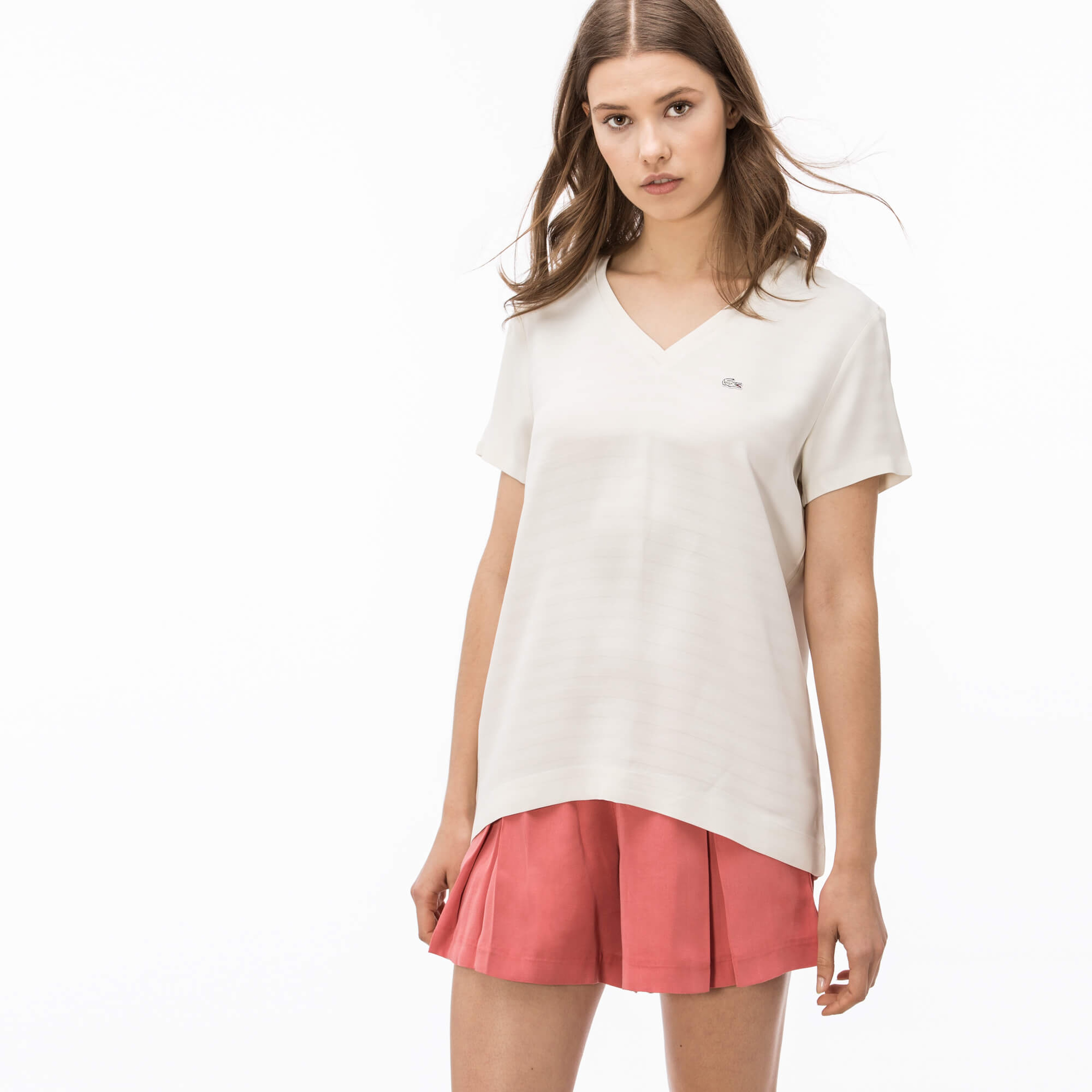Lacoste Kadın Kısa Kollu Beyaz Bluz