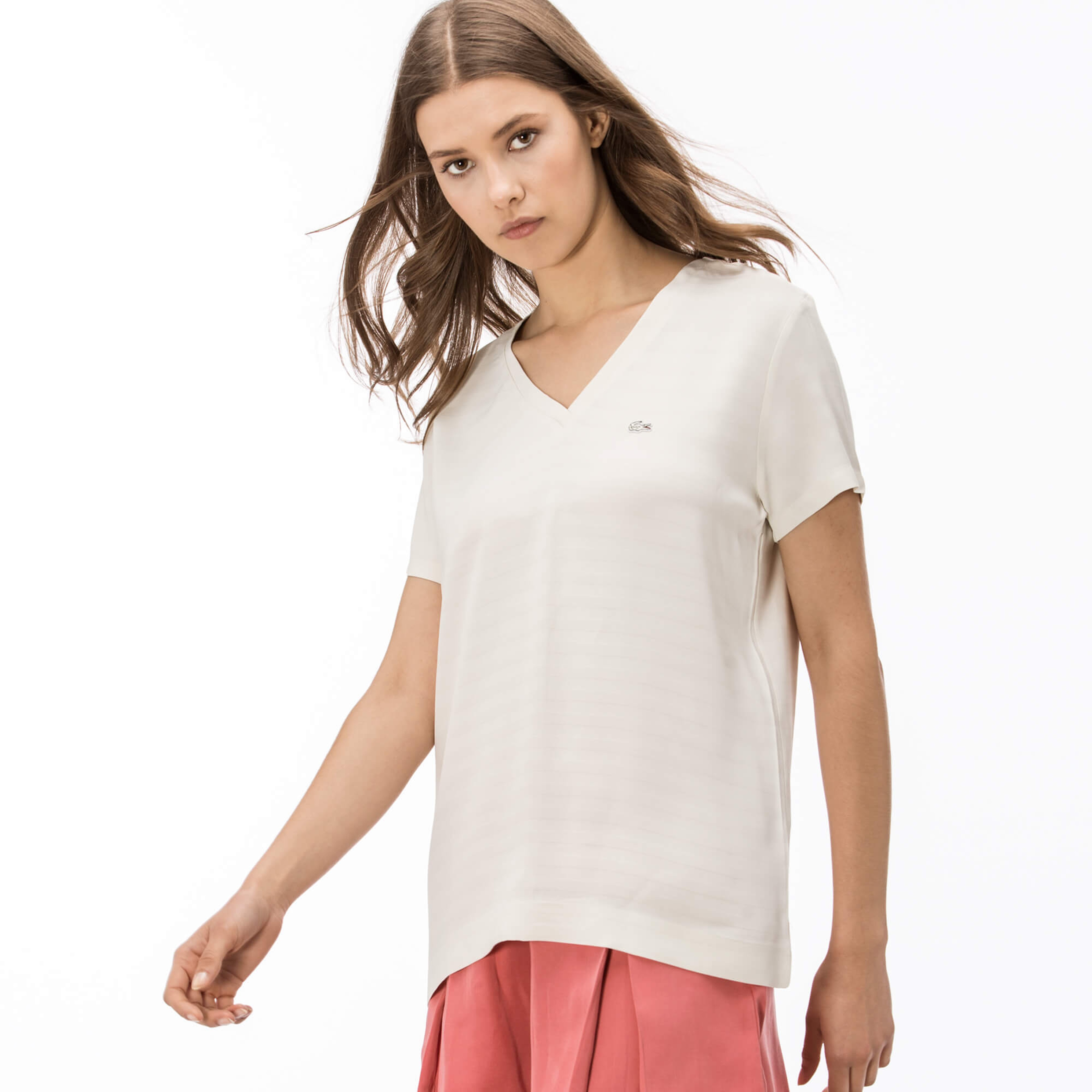 Lacoste Kadın Kısa Kollu Beyaz Bluz