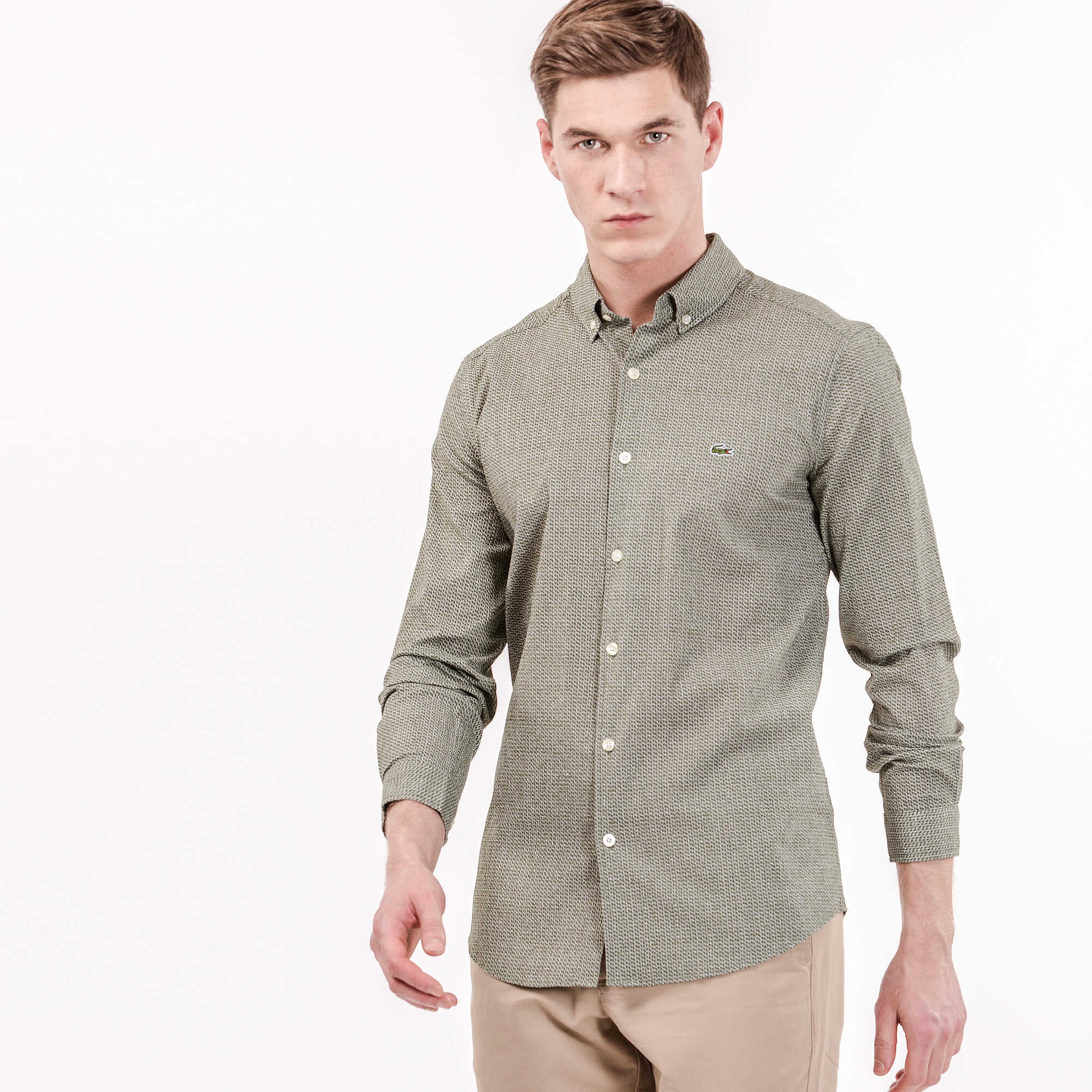 Lacoste Erkek Yeşil Slim Fit Gömlek