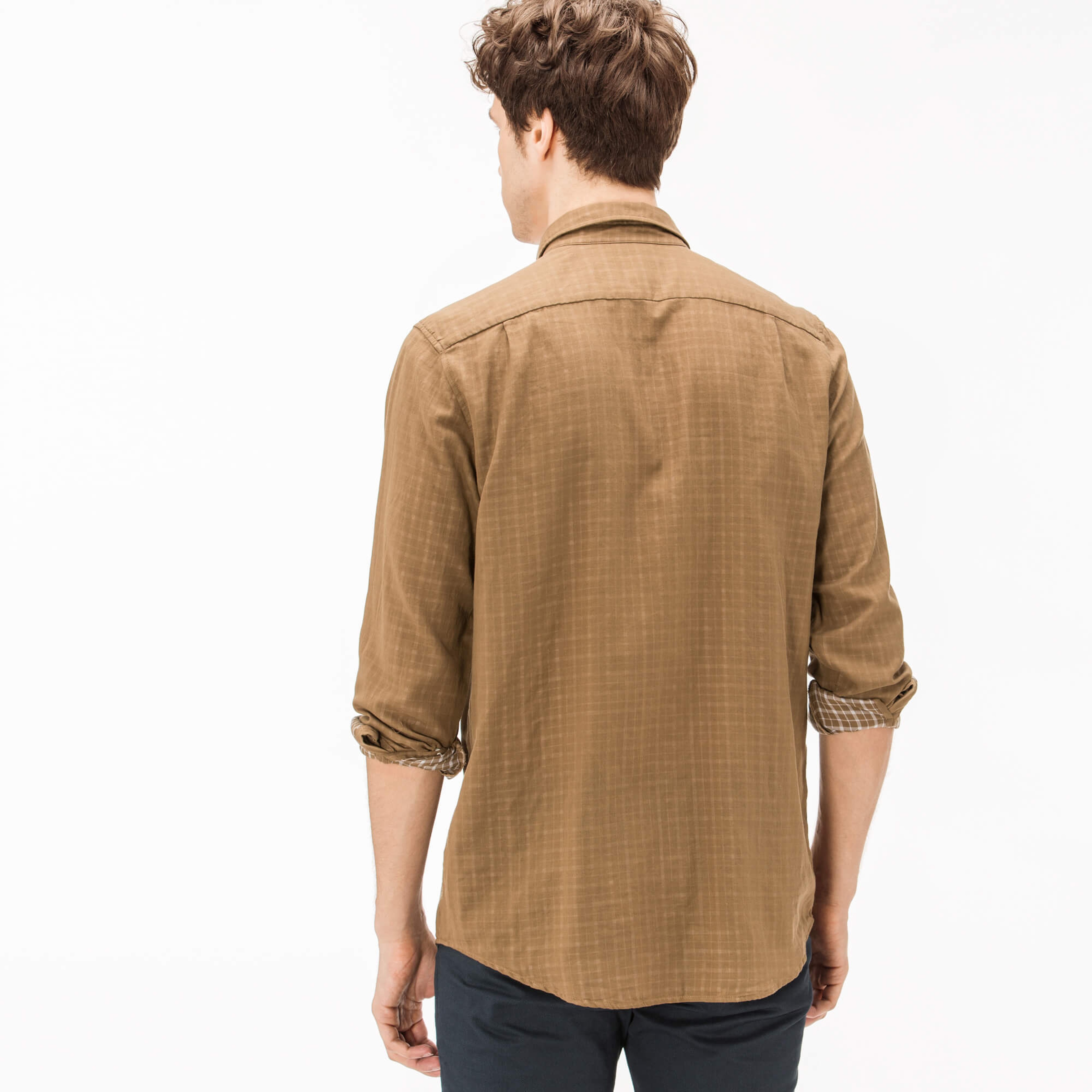 Lacoste Erkek Regular Fit Ters Kumaş Kahverengi Gömlek