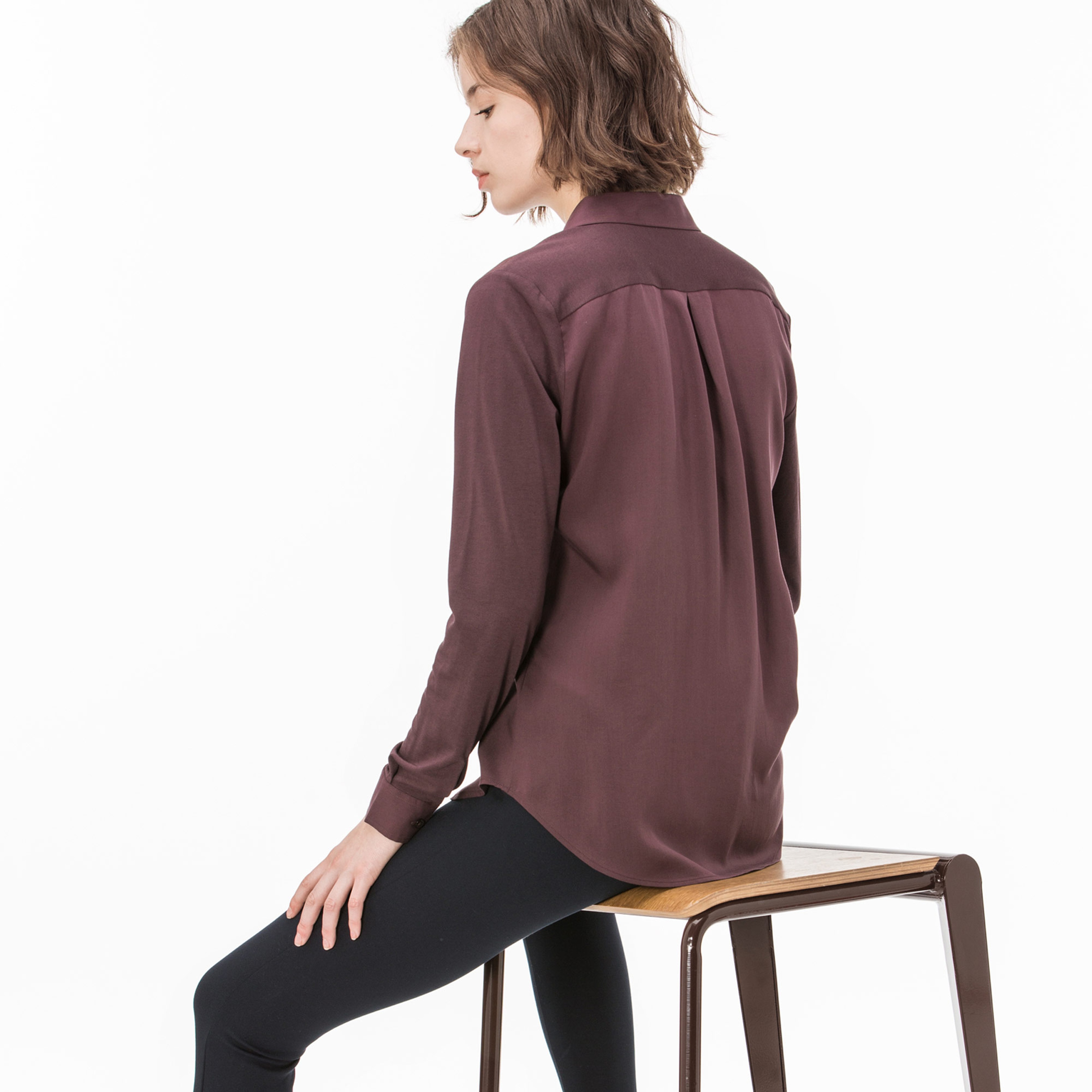 Lacoste Kadın Uzun Kollu Bordo Gömlek