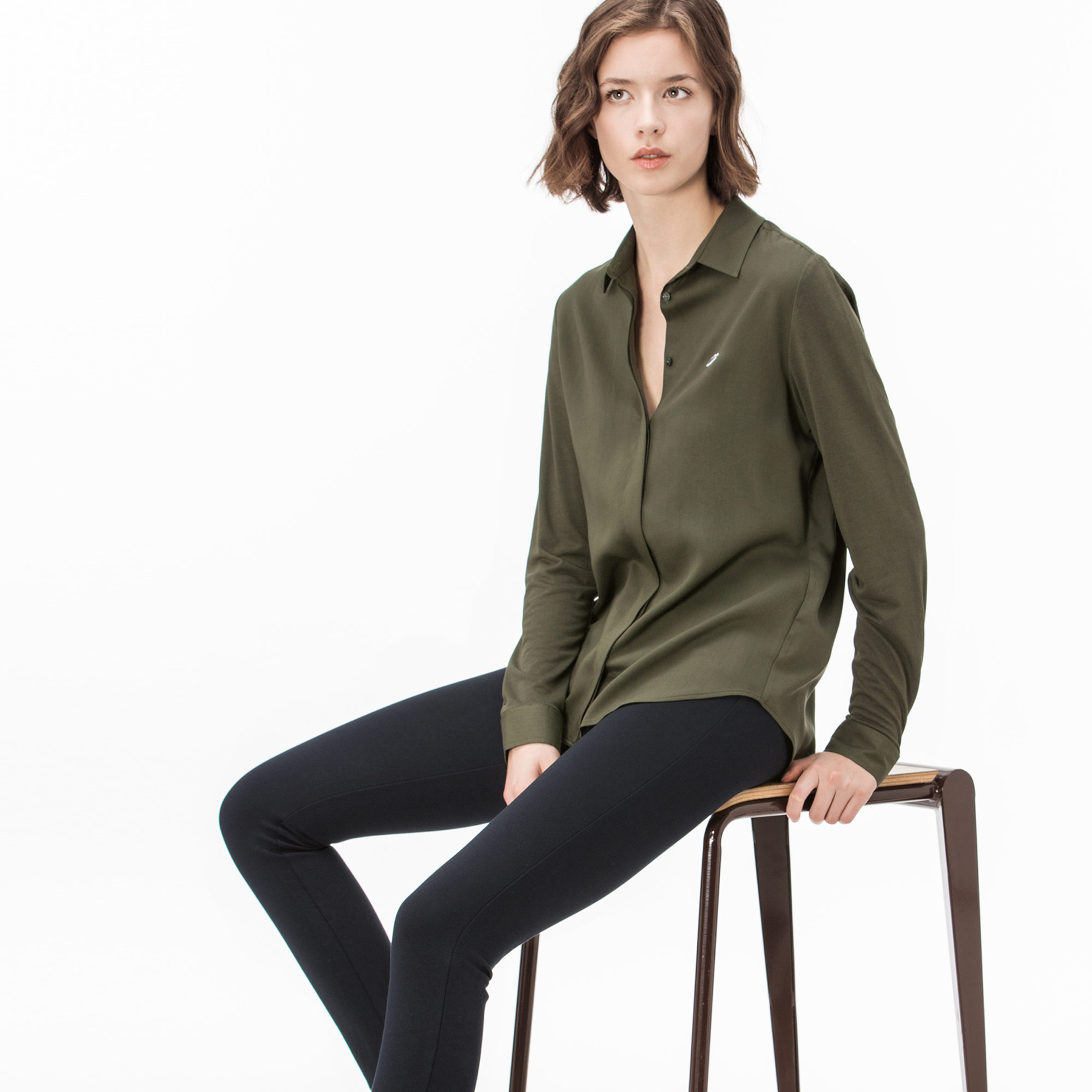 Lacoste Kadın Uzun Kollu Yeşil Gömlek