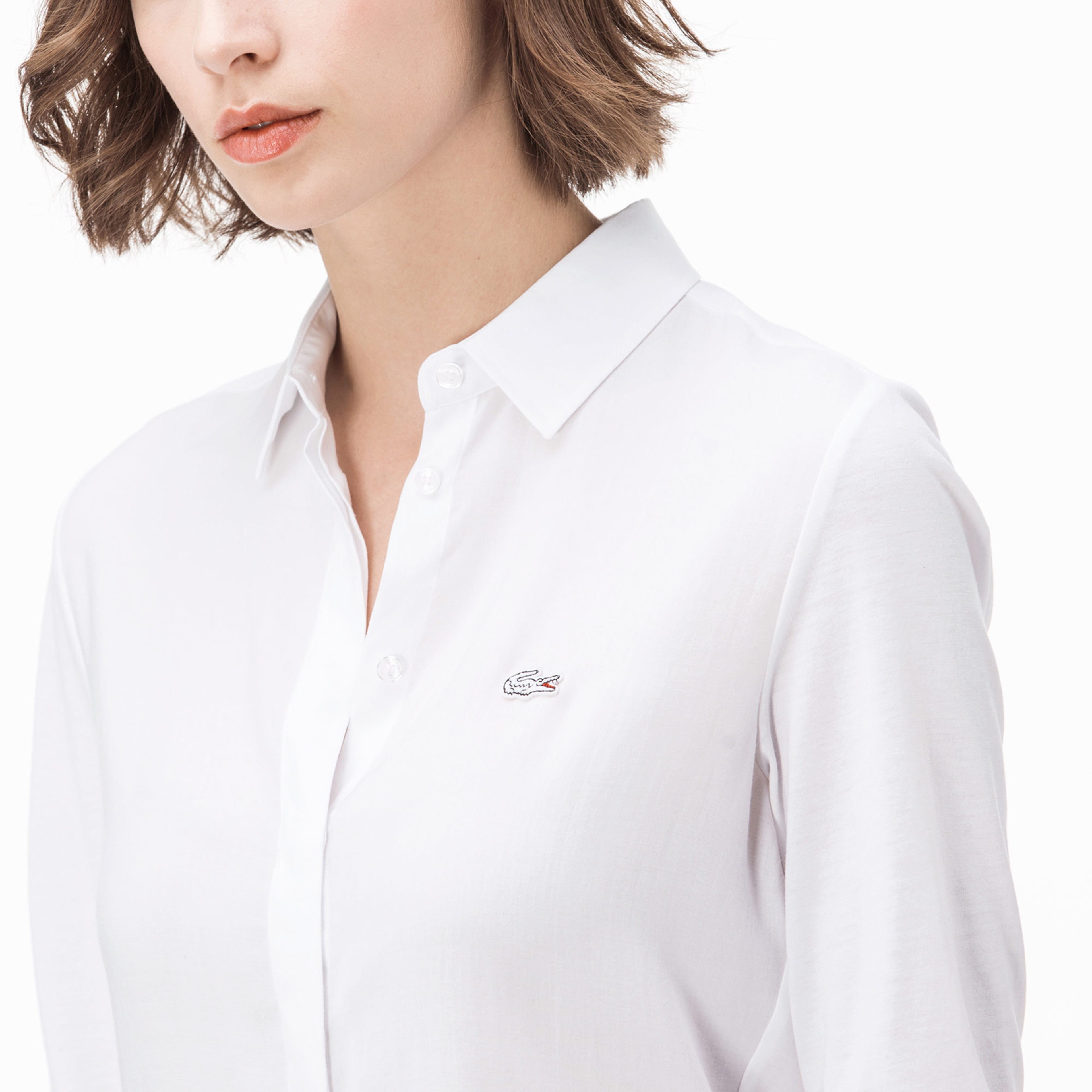 Lacoste Kadın Uzun Kollu Beyaz Gömlek