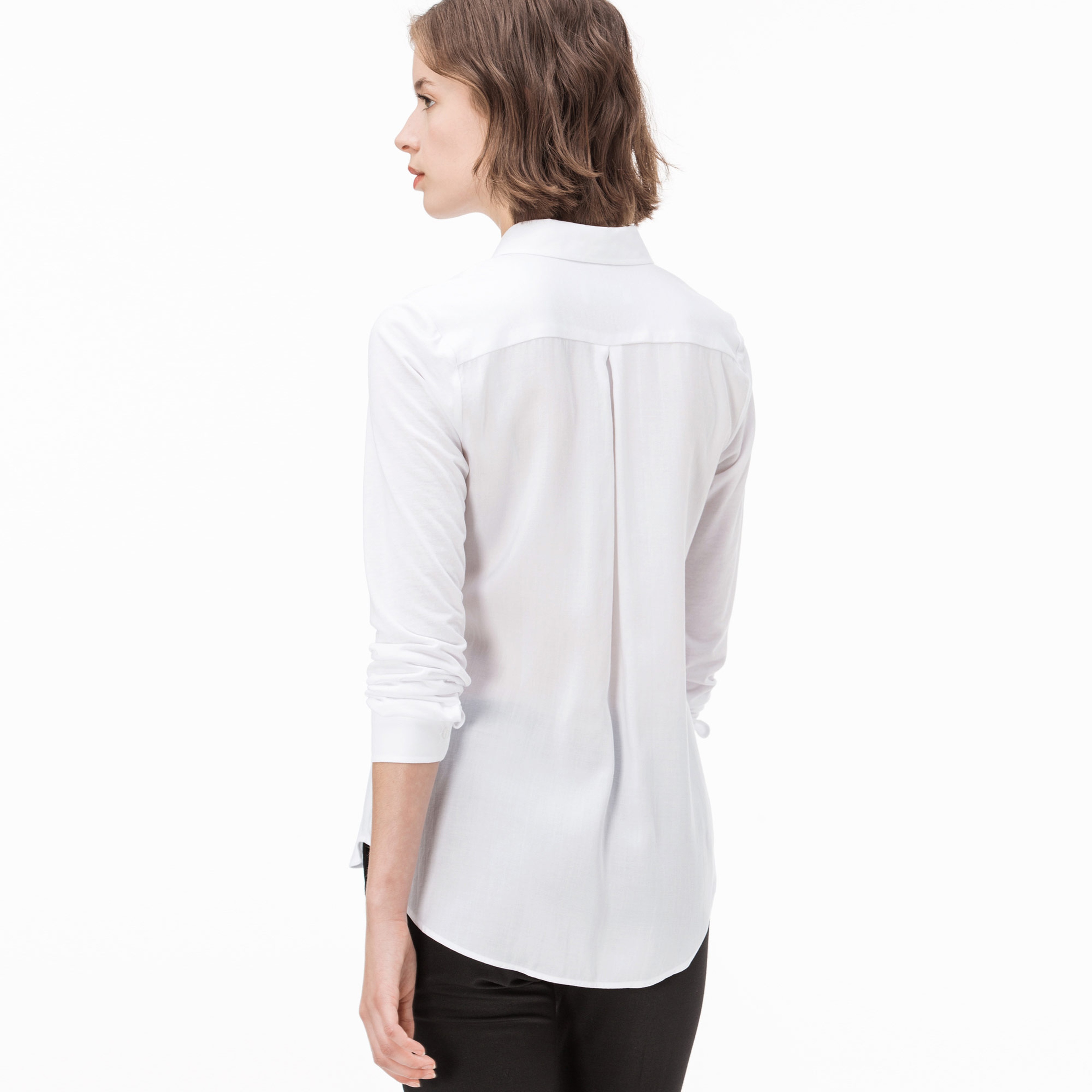 Lacoste Kadın Uzun Kollu Beyaz Gömlek