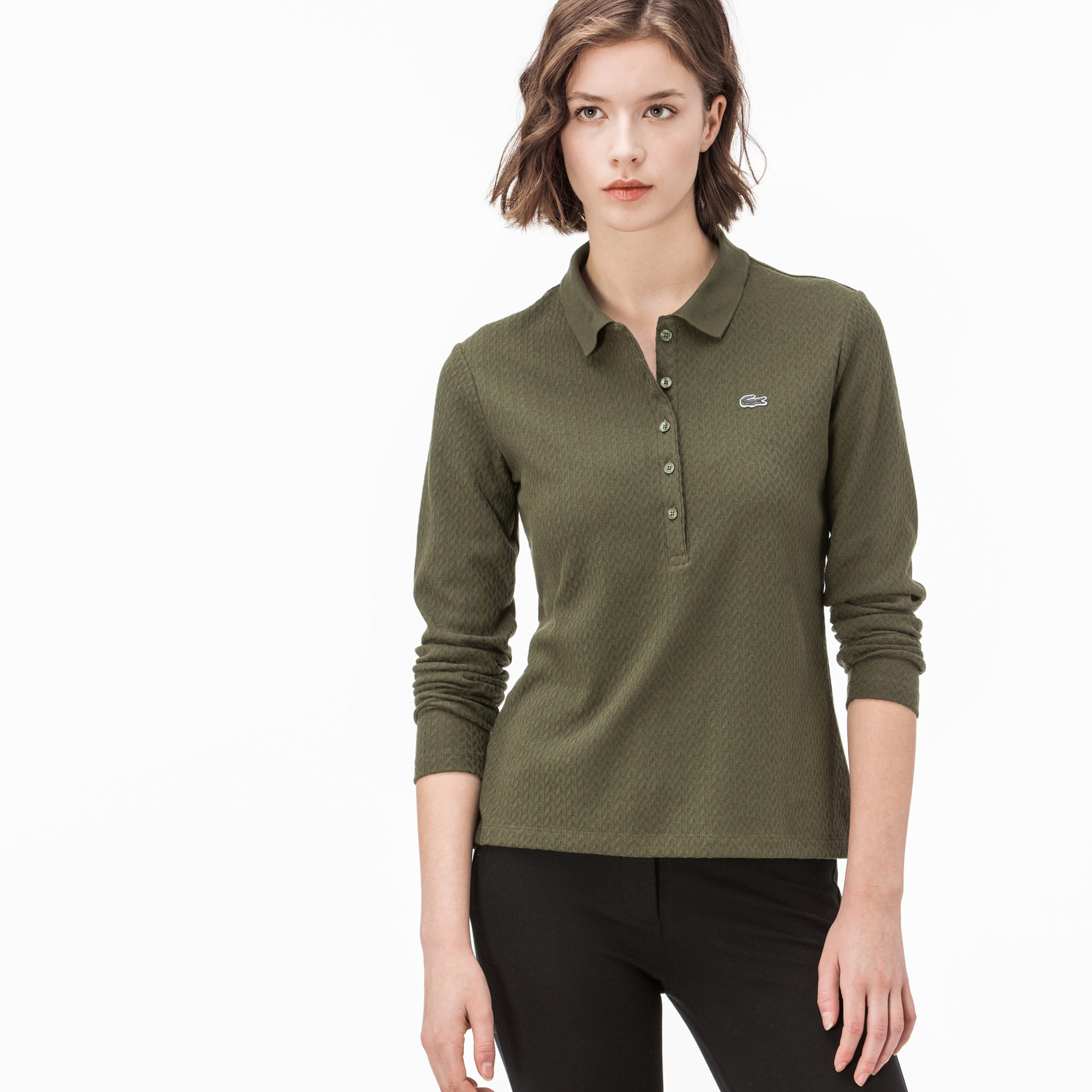 Lacoste Kadın Yeşil Uzun Kollu Polo