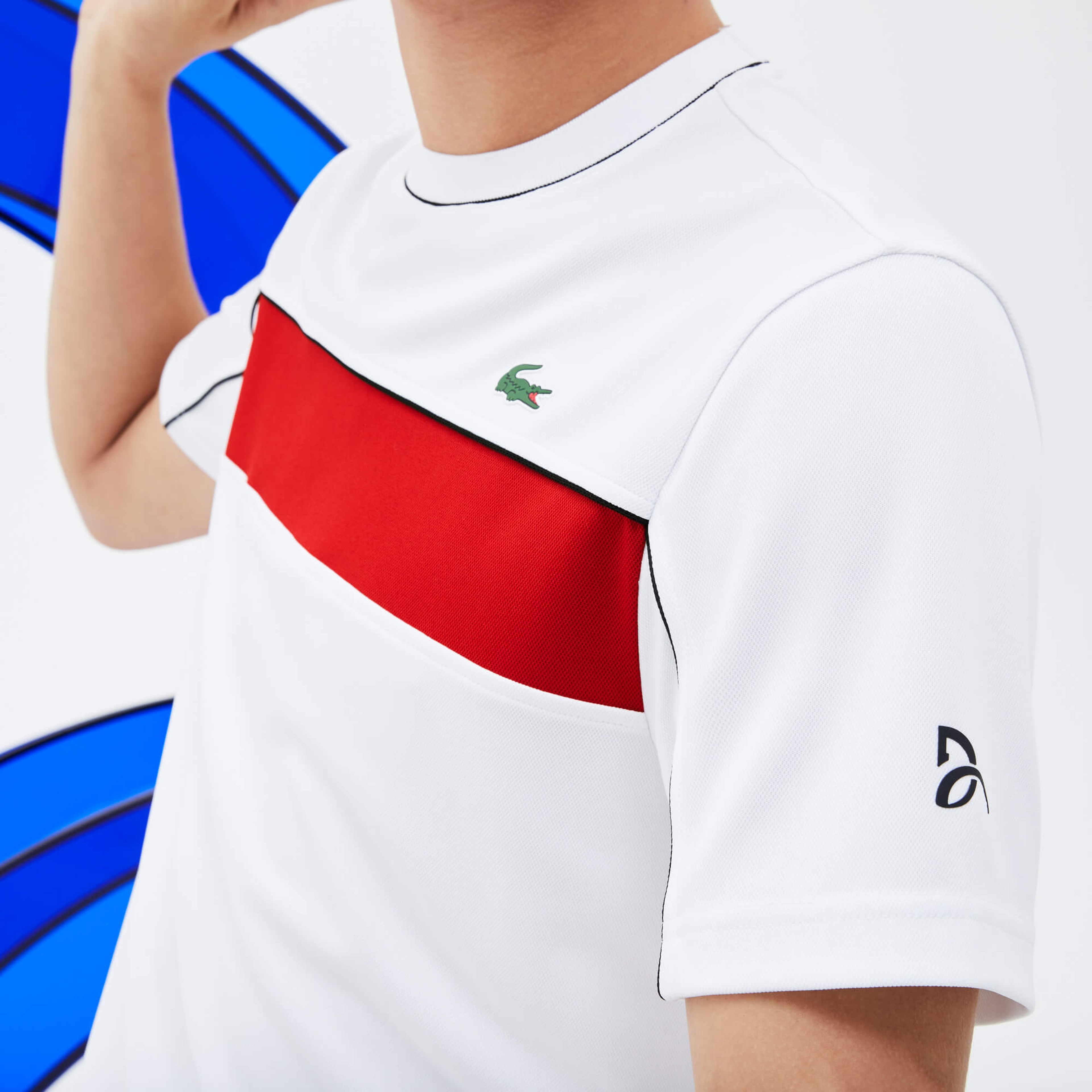 Lacoste Erkek Kırmızı Bloklu Beyaz T-Shirt