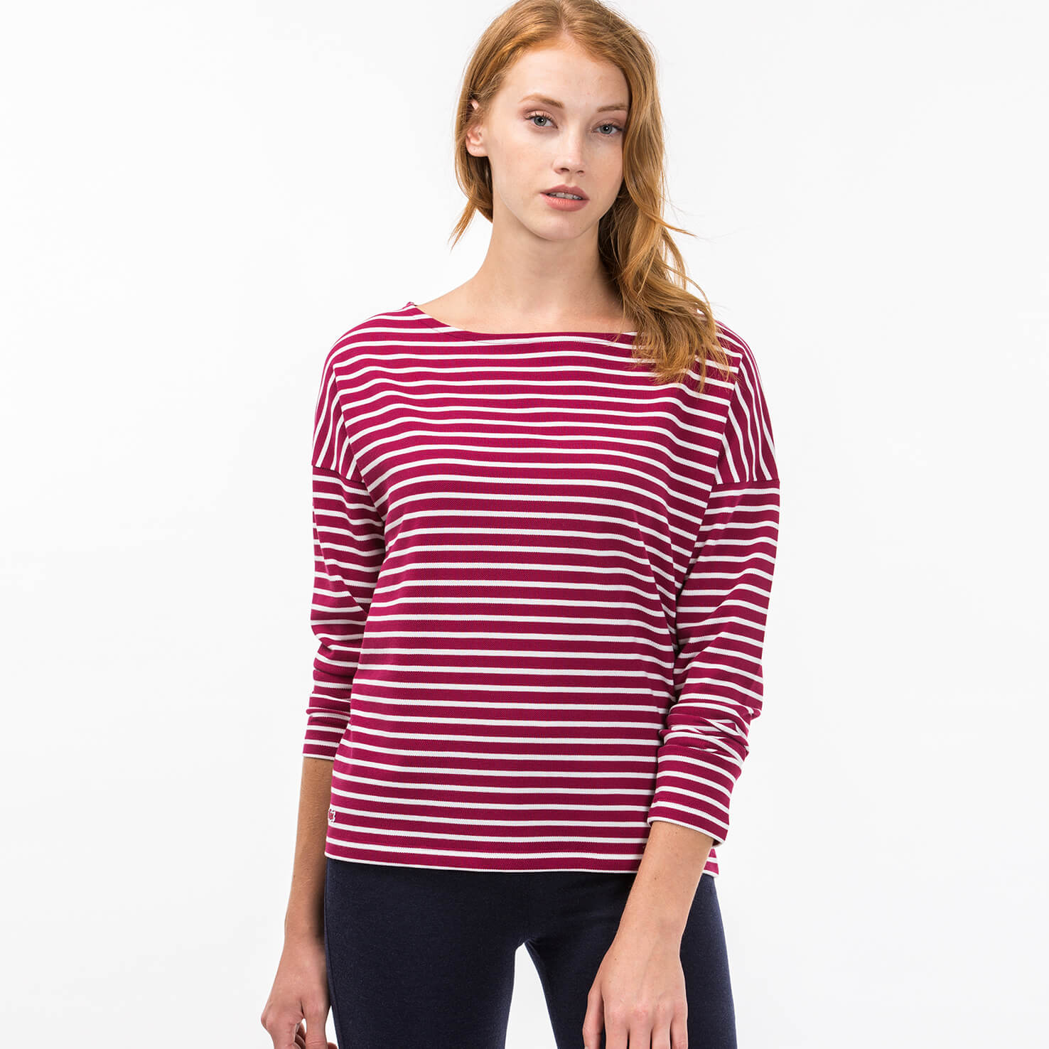 Lacoste Kadın Kırmızı Çizgili T-Shirt