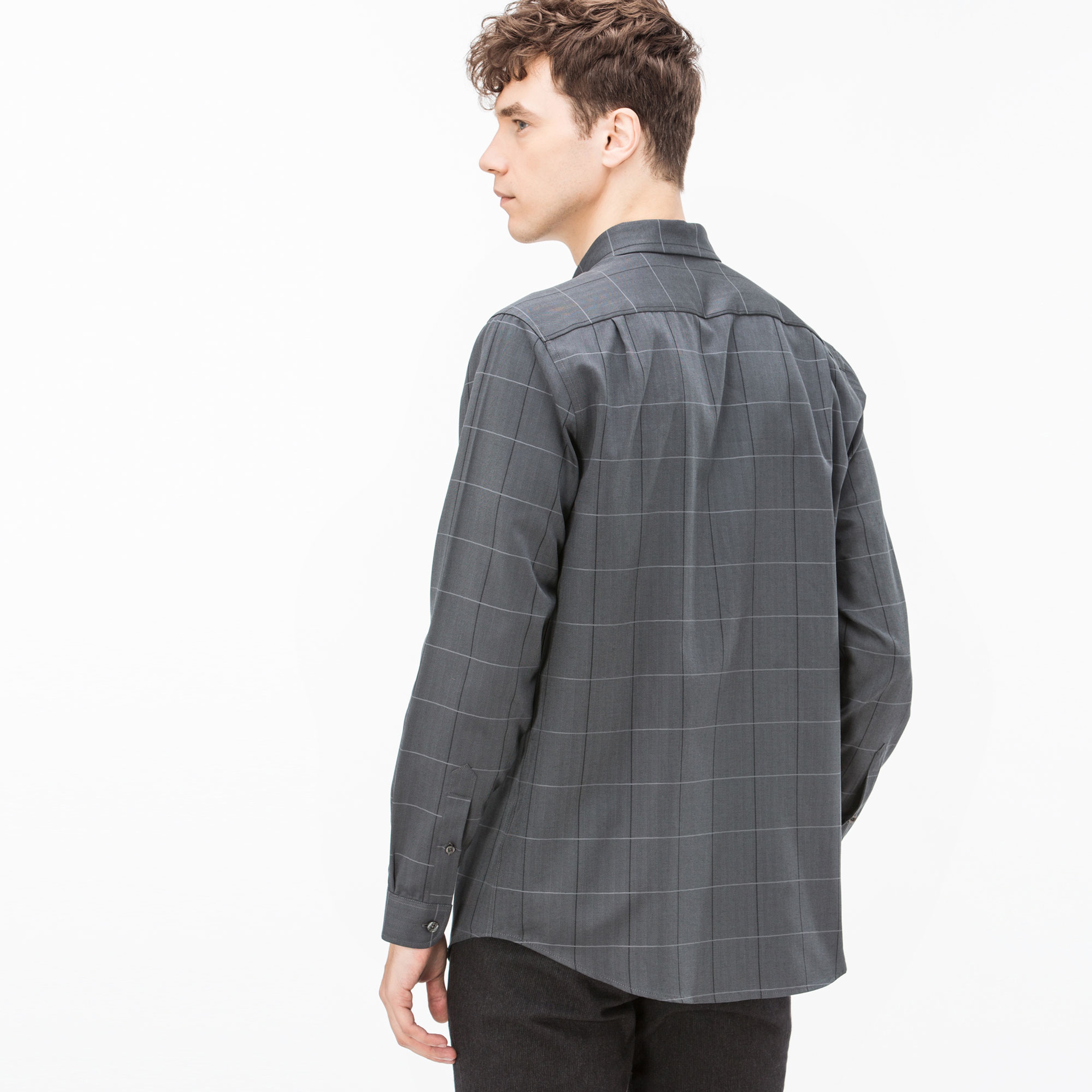 Lacoste Erkek Slim Fit Gri Ekose Gömlek