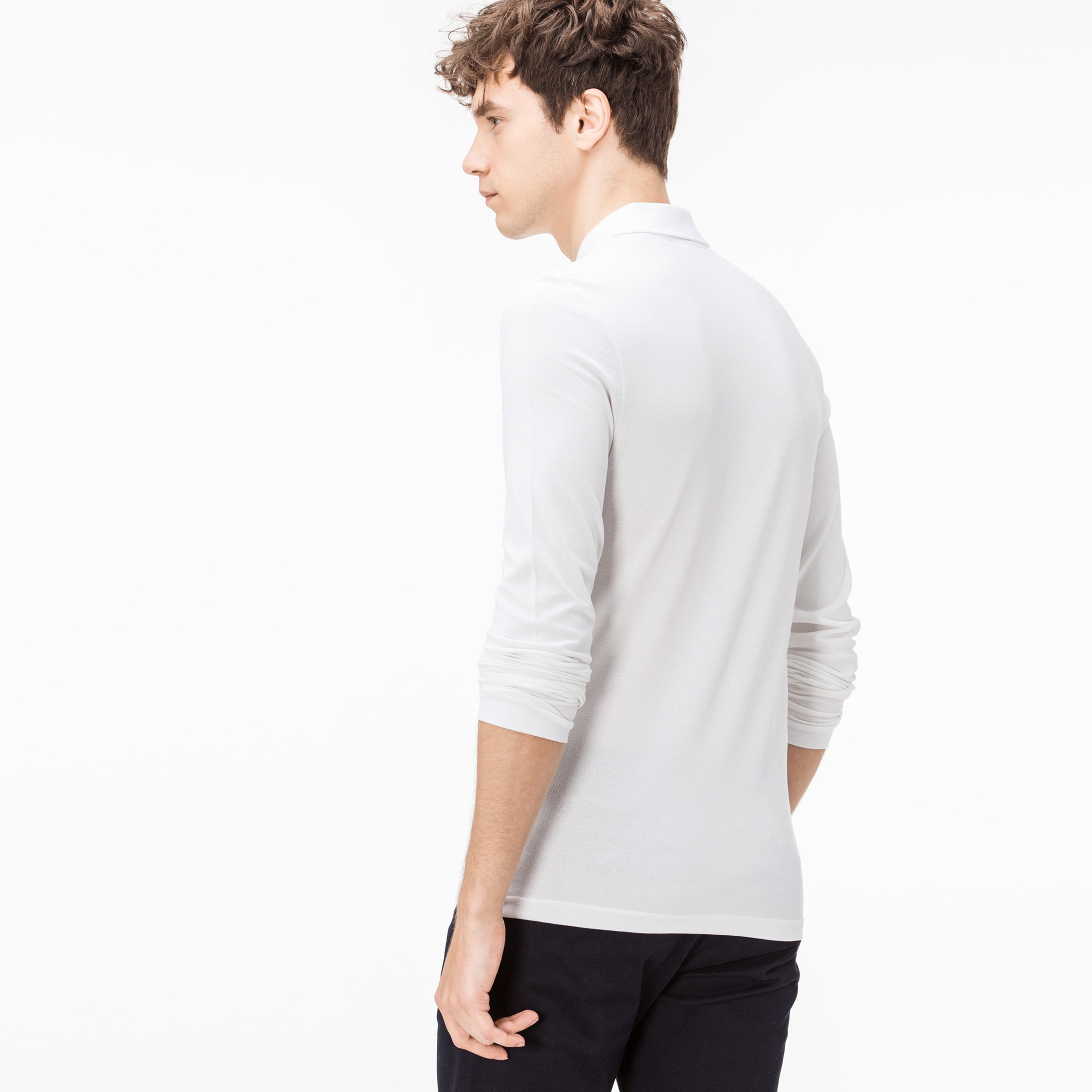 Lacoste Erkek Slim Fit Uzun Kollu Beyaz Polo