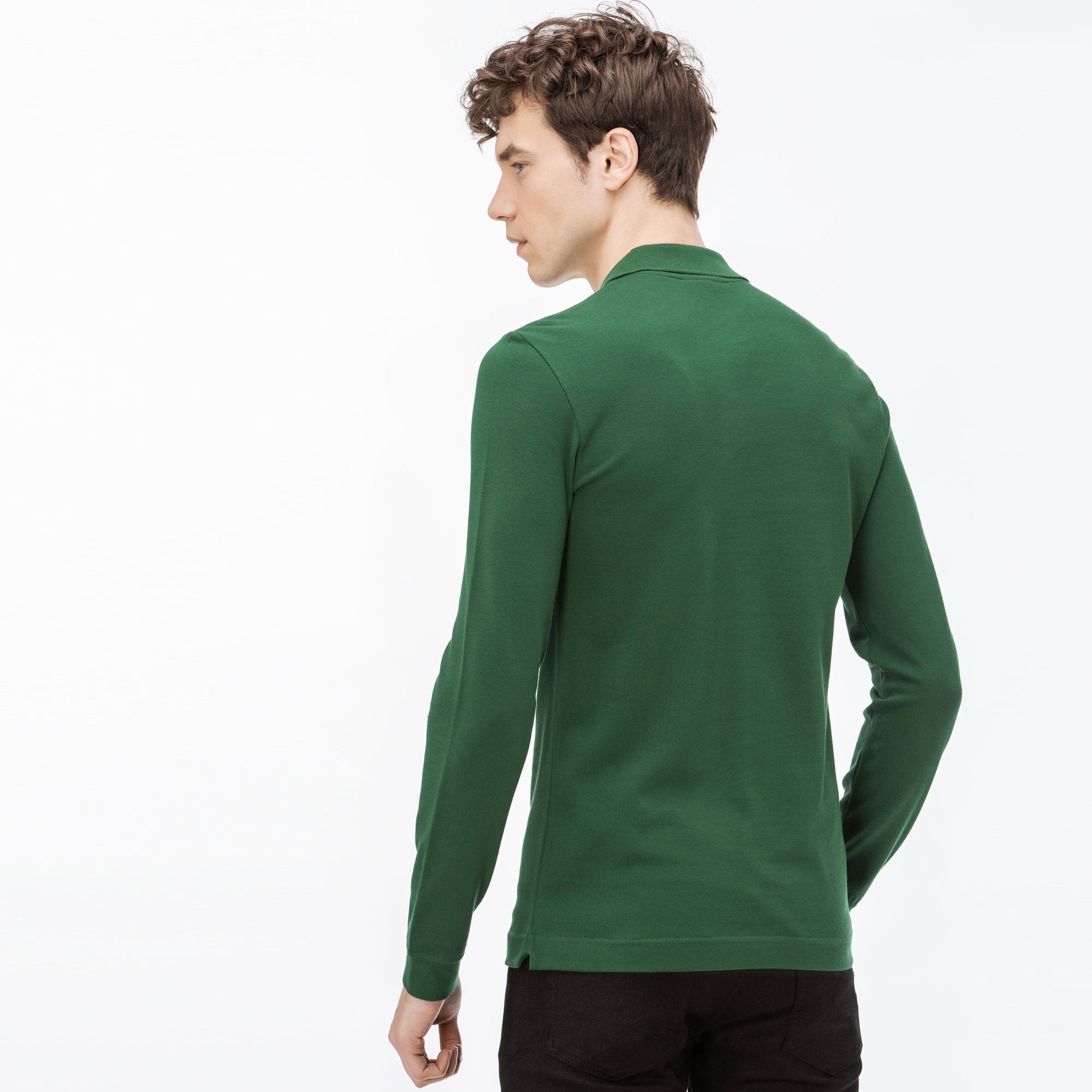 L.12.12 Erkek Slim Fit Uzun Kollu Yeşil Polo