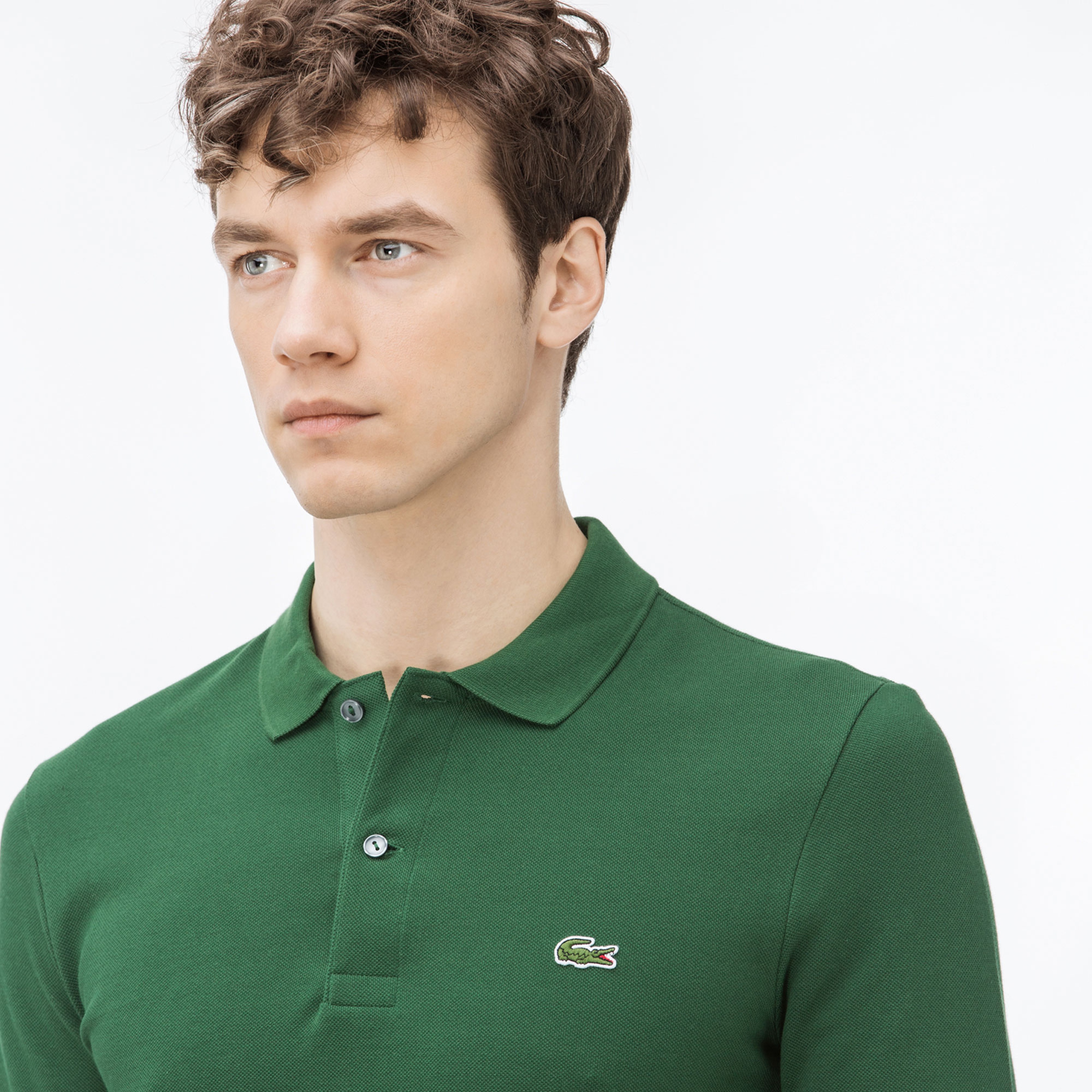 L.12.12 Erkek Slim Fit Uzun Kollu Yeşil Polo