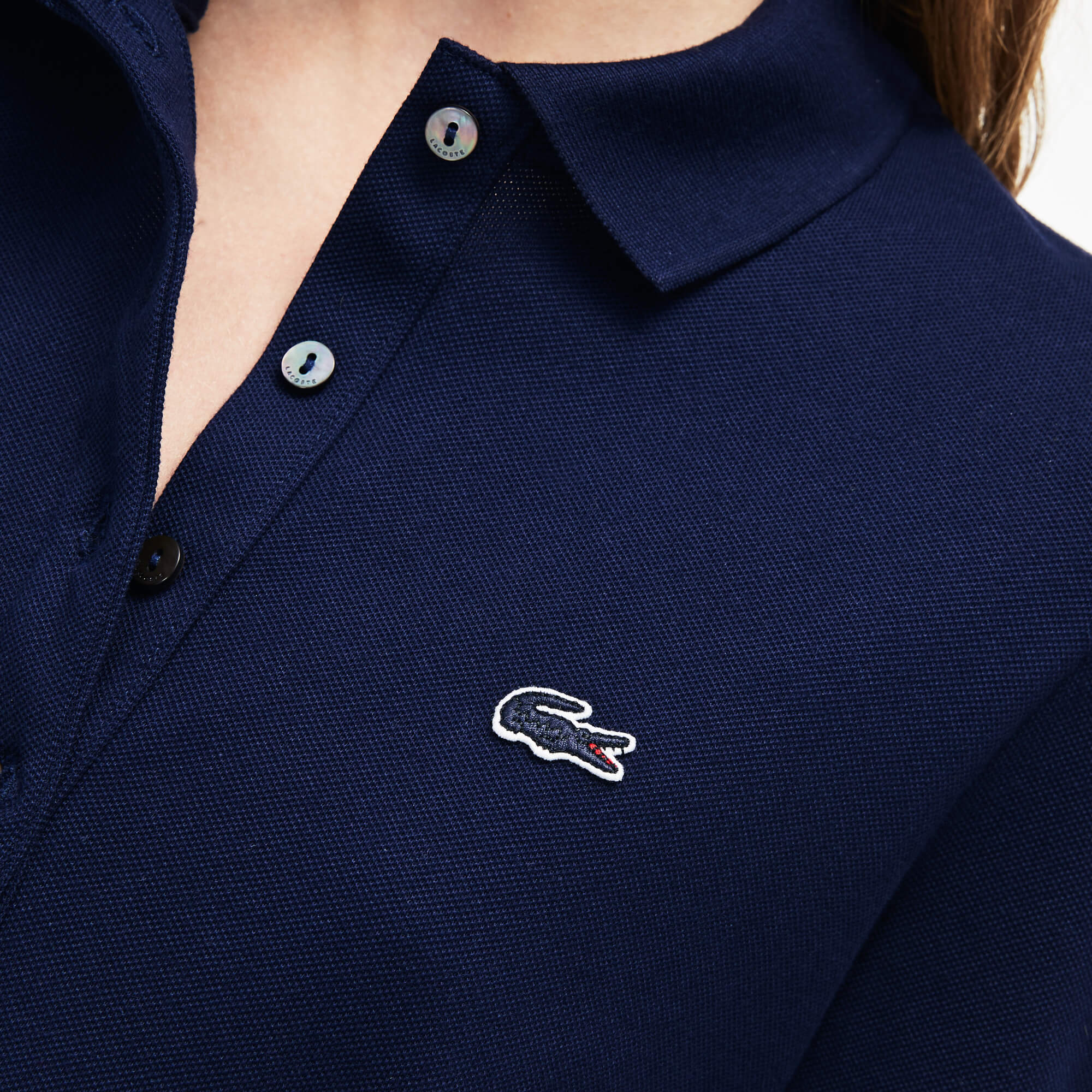 Lacoste Kadın Slim Fit Uzun Kollu Lacivert Polo