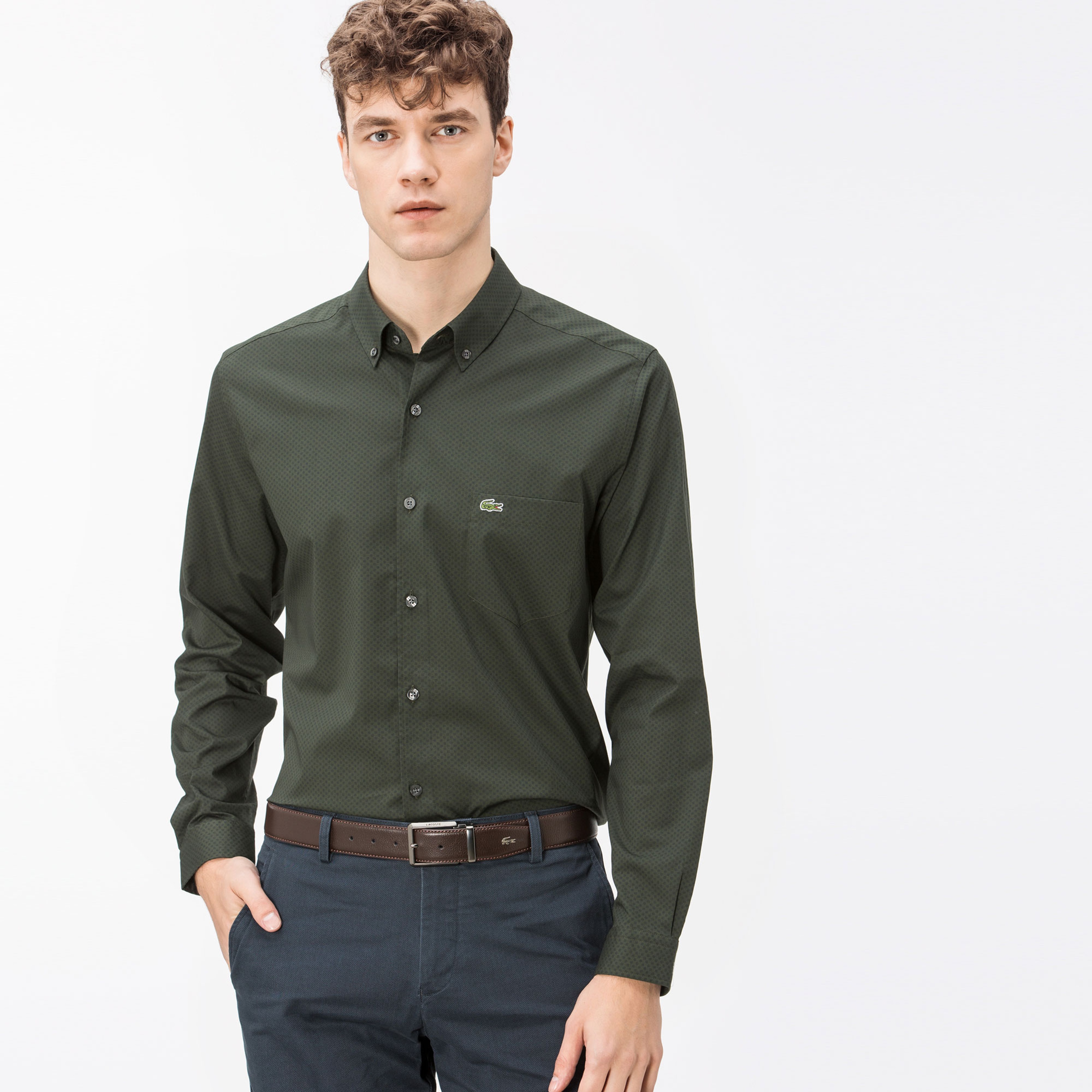 Lacoste Erkek Regular Fit Yeşil Gömlek