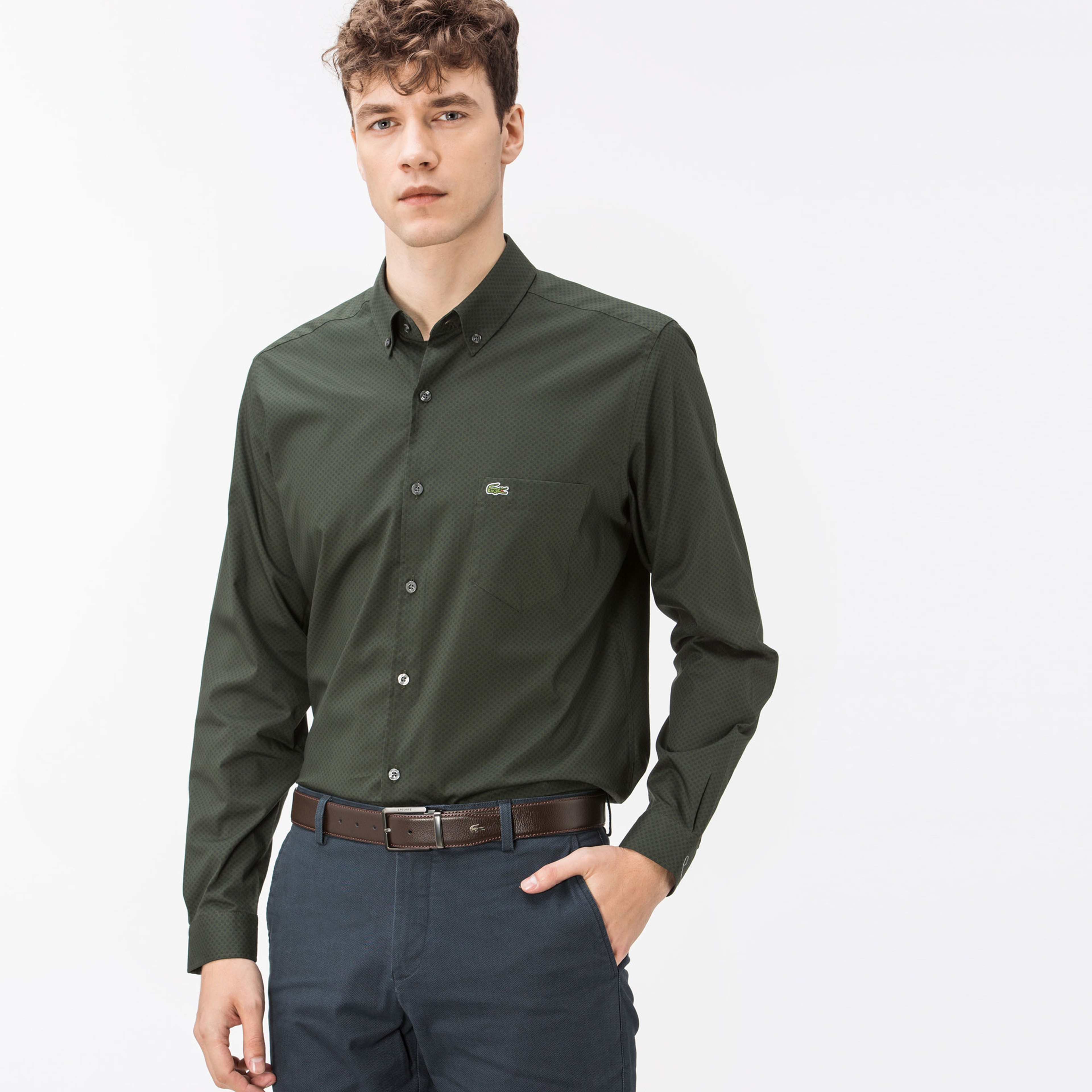 Lacoste Erkek Regular Fit Yeşil Gömlek