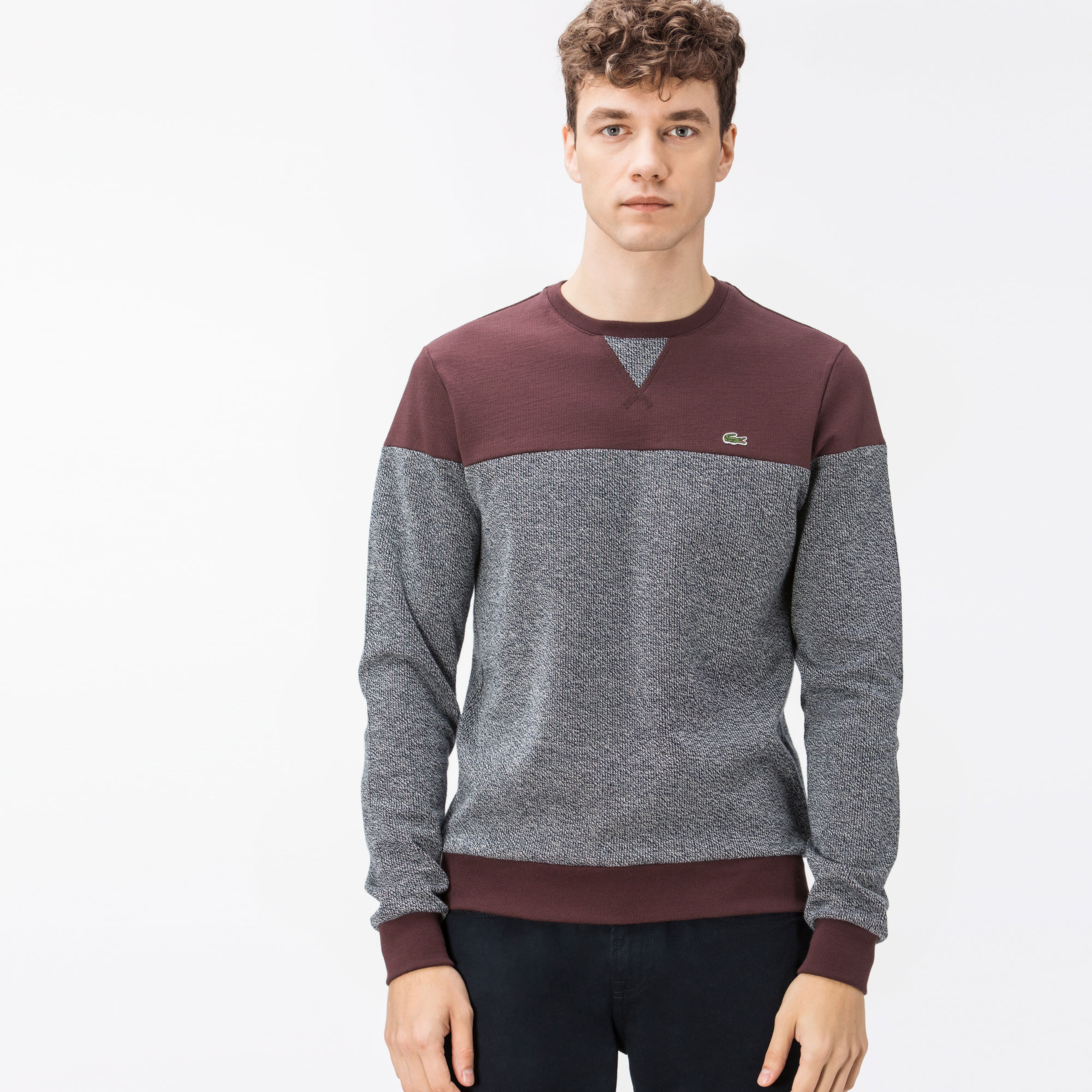 Lacoste Erkek Bordo-Gri Sweatshirt