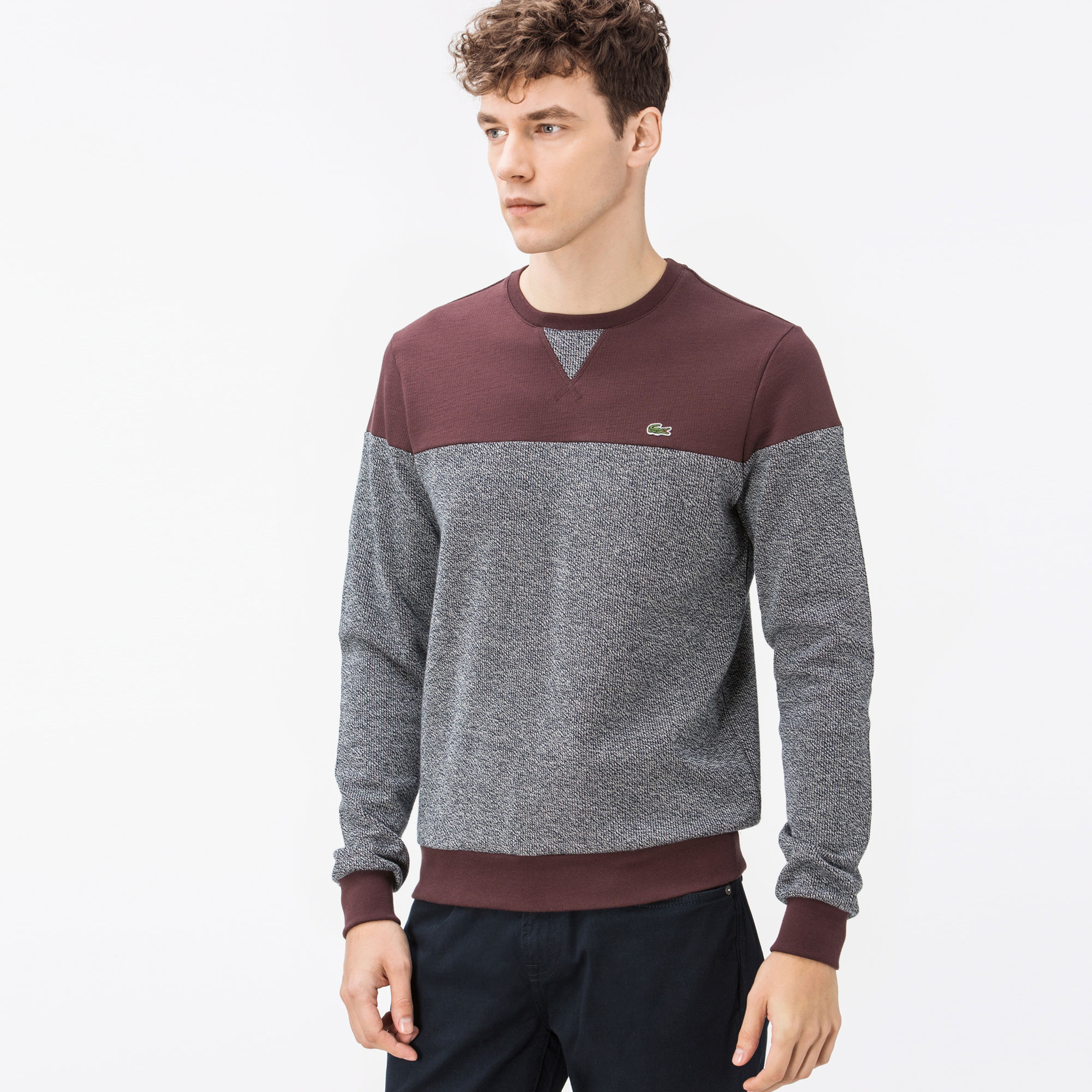 Lacoste Erkek Bordo-Gri Sweatshirt