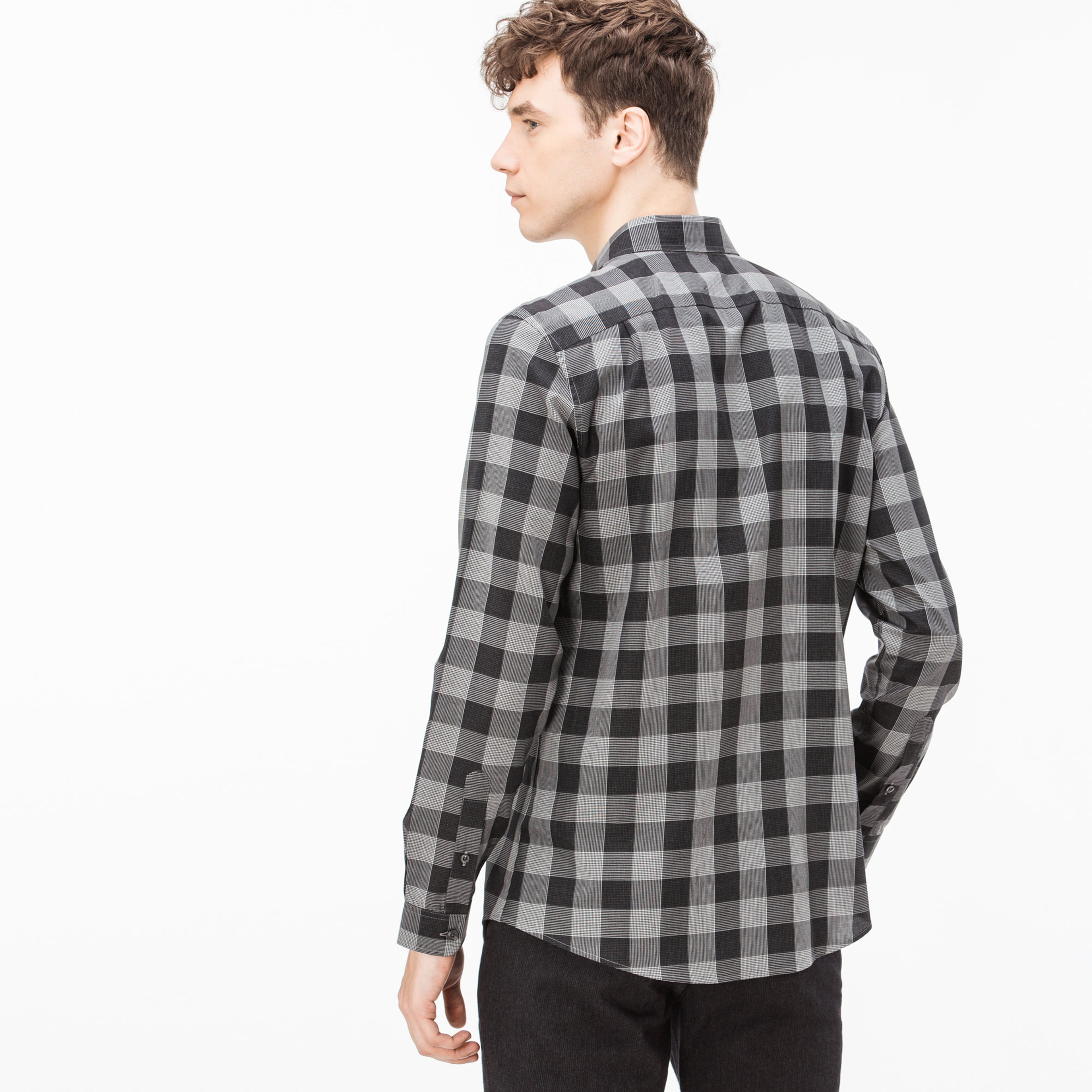 Lacoste Erkek Gri Ekose Desenli Slim Fit Gömlek