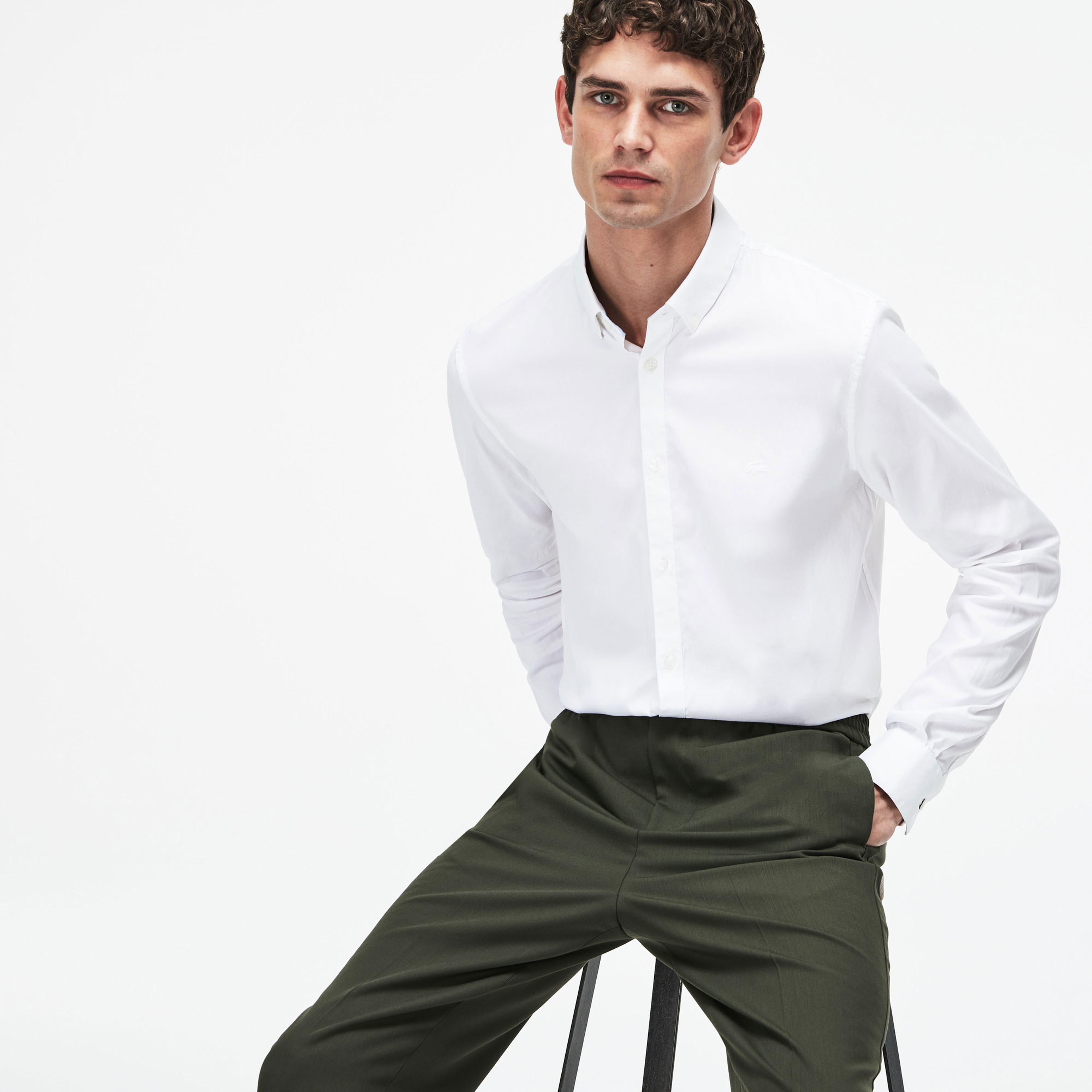 Lacoste Erkek Slim Fit Beyaz Gömlek