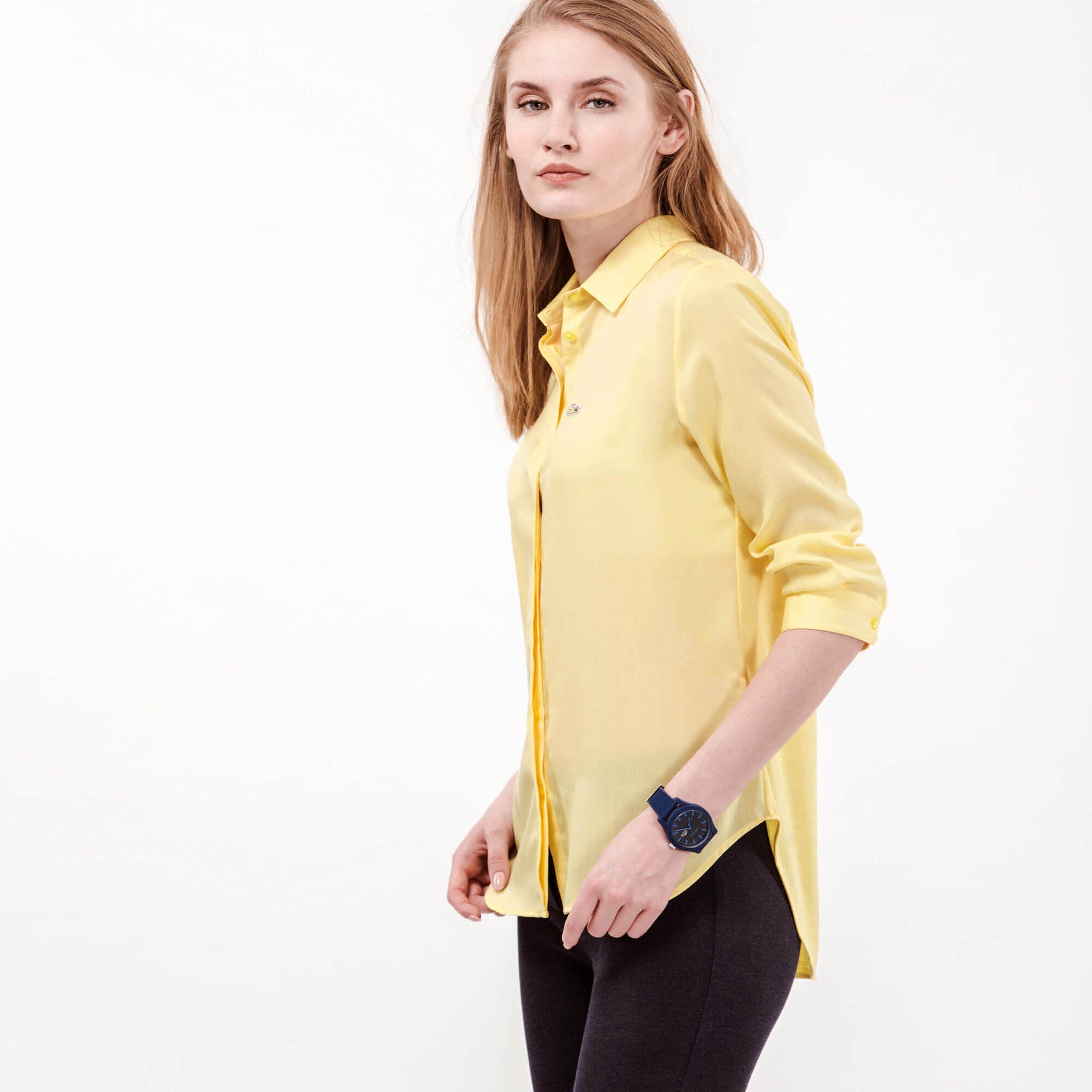 Lacoste Kadın Sarı Uzun Kollu Regular Fit Gömlek