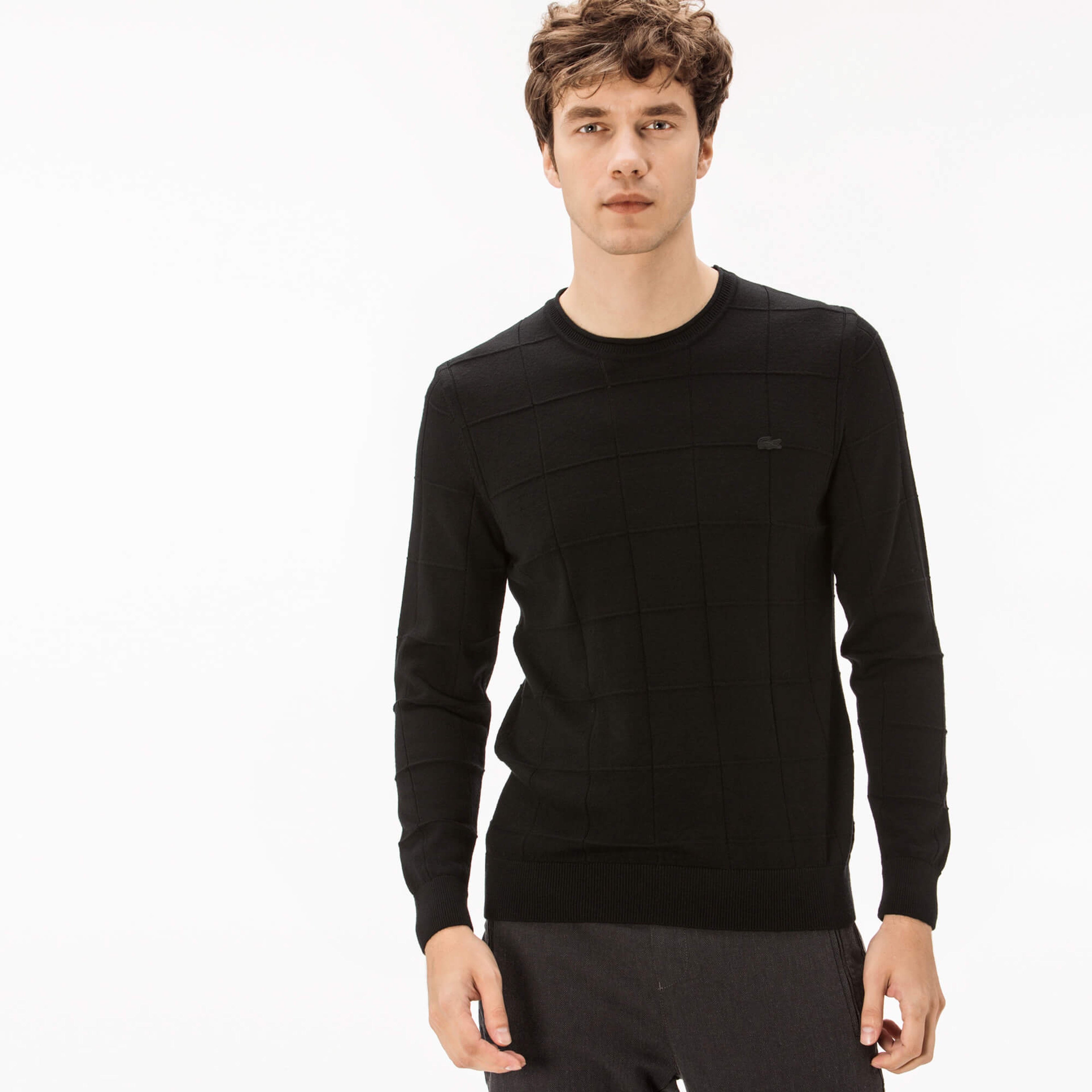 Lacoste Erkek Siyah Bisiklet Yaka Triko Kazak