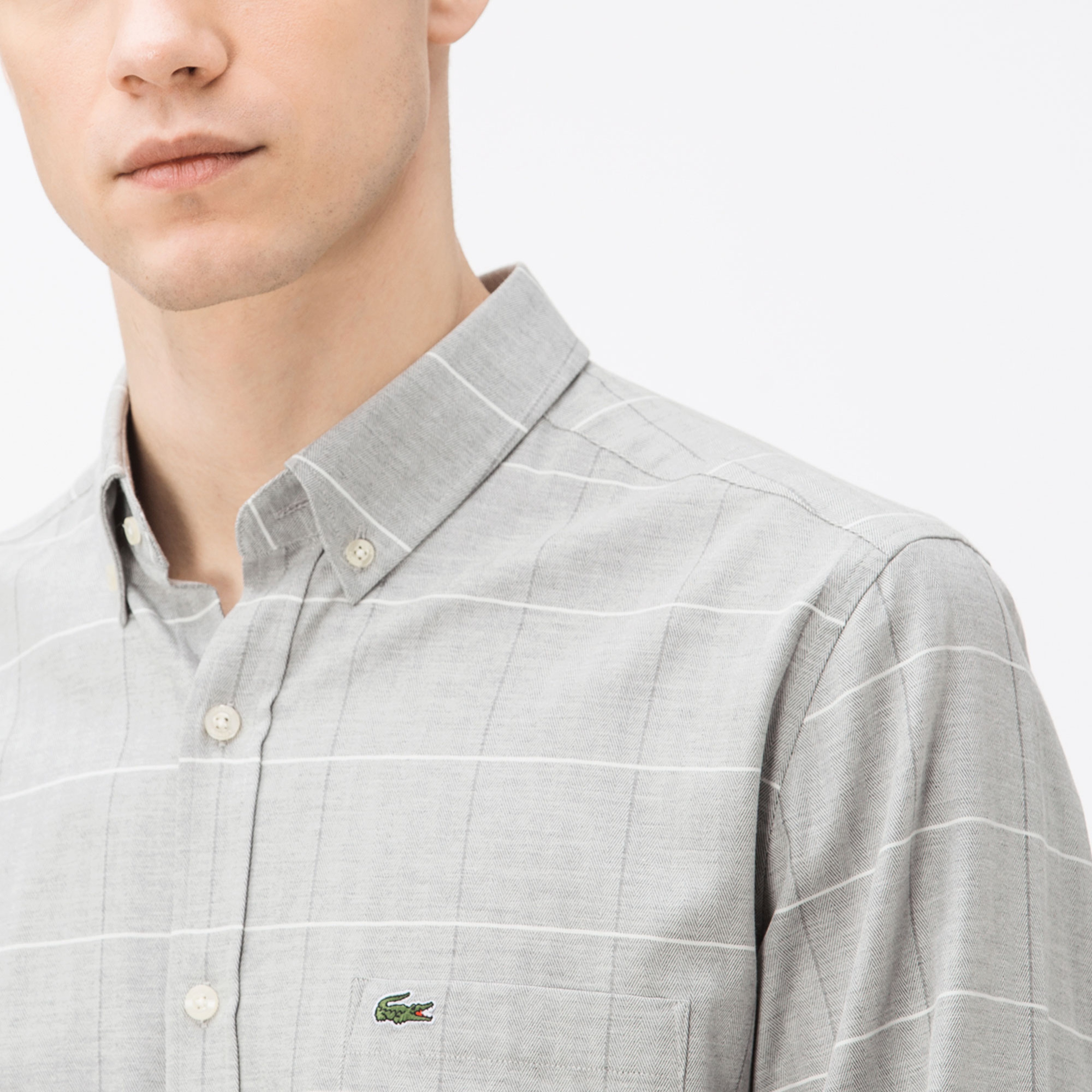 Lacoste Erkek Regular Fit Gri Ekose Gömlek