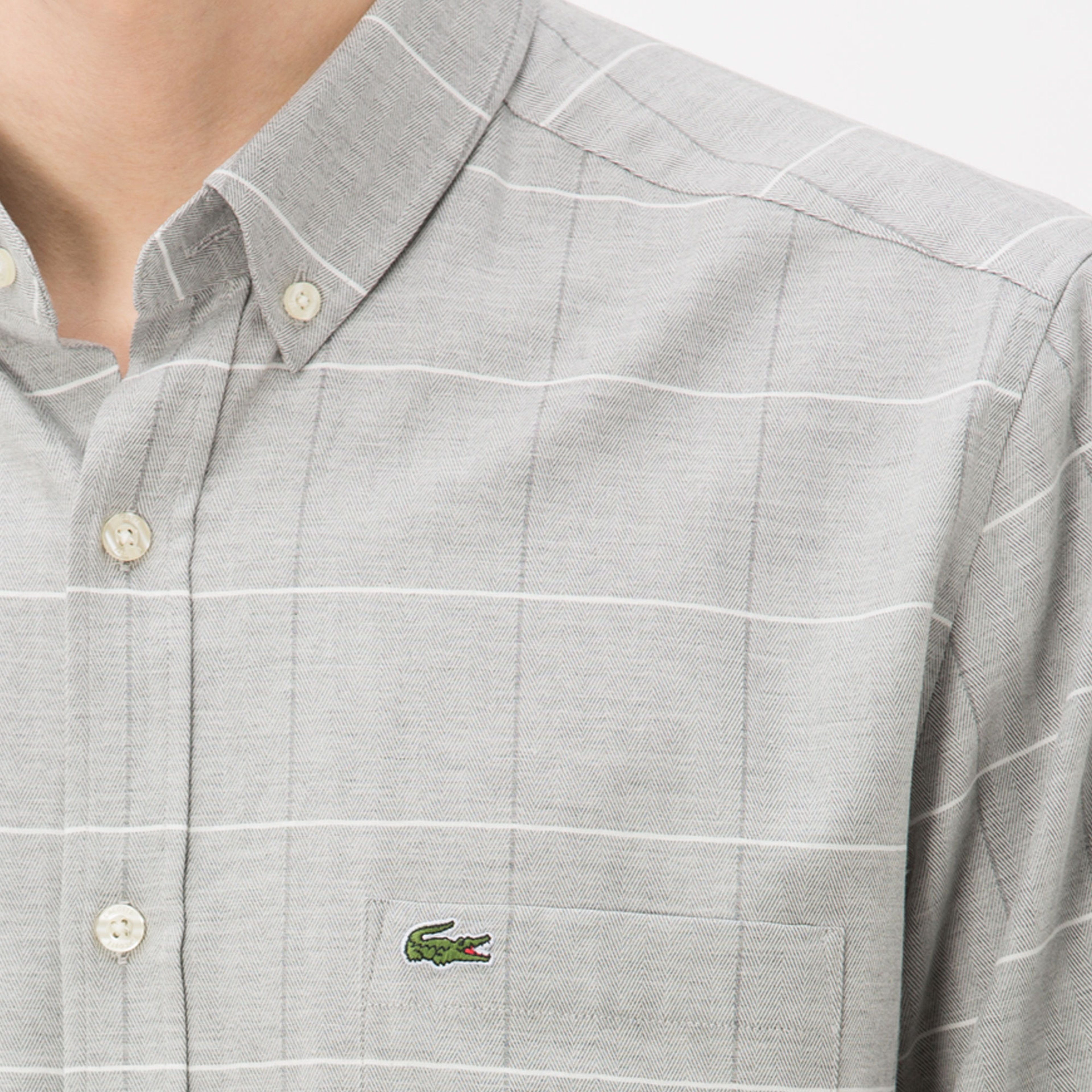 Lacoste Erkek Regular Fit Gri Ekose Gömlek